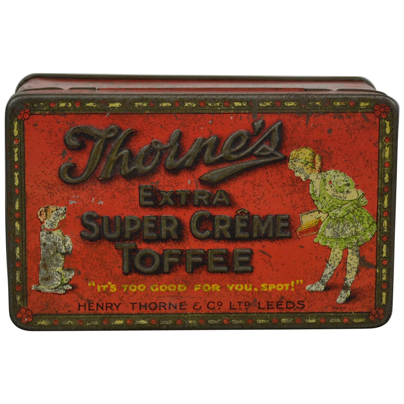 Antique Toffee Tin Henry Thorne and Co, England For Sale