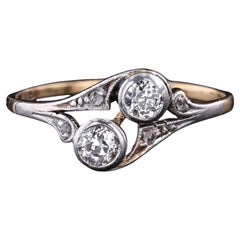 Antiker Toi et Moi Diamantring aus 14 Karat Gold mit Diamanten