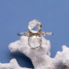 Antique Toi et Moi Ring – Rose Cut Diamonds, 18k solid Gold