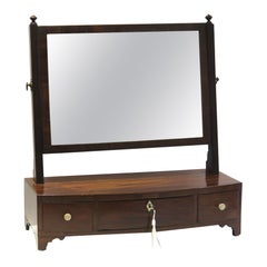 Antique Toilet Mirror Bow Fronted 3-Drawer, English Sheraton Period, Circa 1810