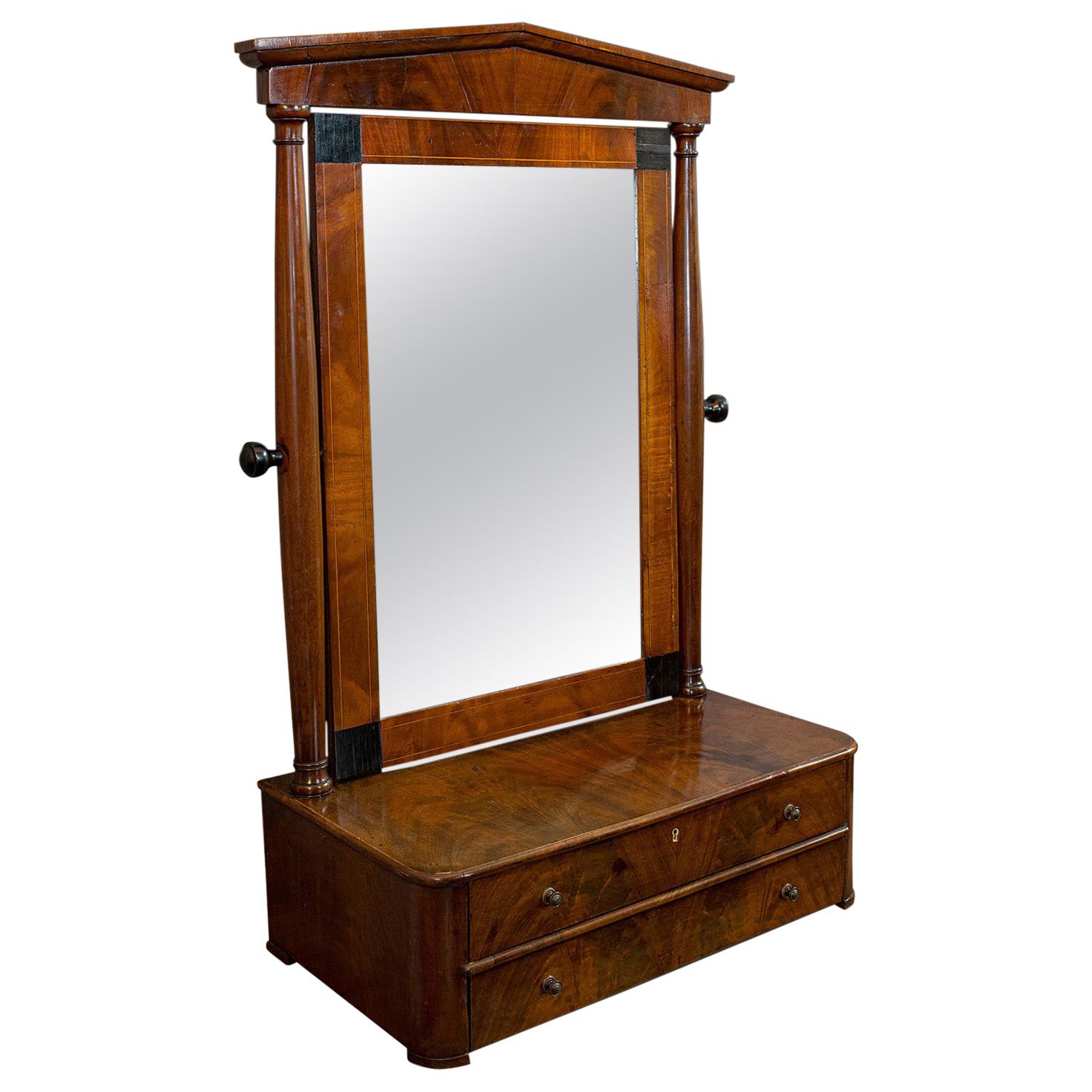 Toilet Mirror, English, Walnut, Vanity, Empire Style, Victorian, circa 1880 For Sale