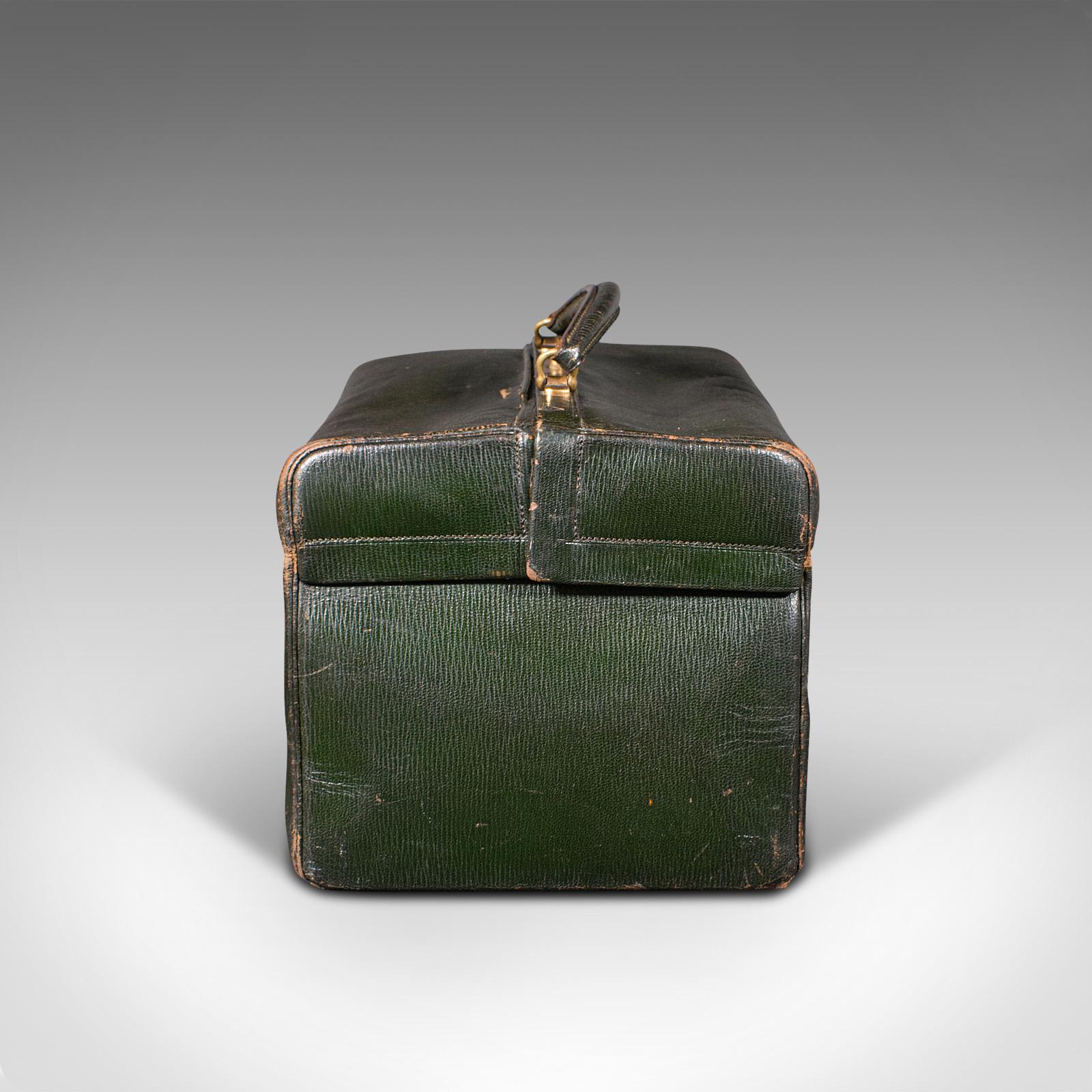 British Antique Toiletry Case, English, Leather, Vanity Bag, Harrods, London, Edwardian