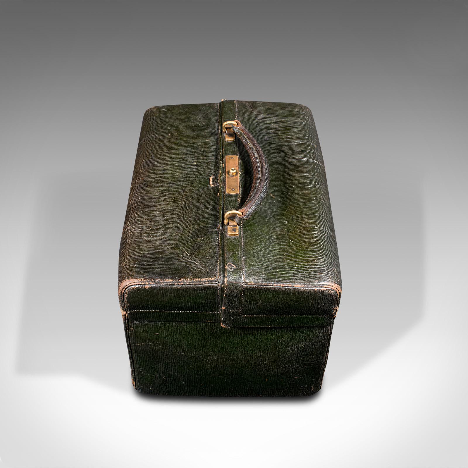 20th Century Antique Toiletry Case, English, Leather, Vanity Bag, Harrods, London, Edwardian