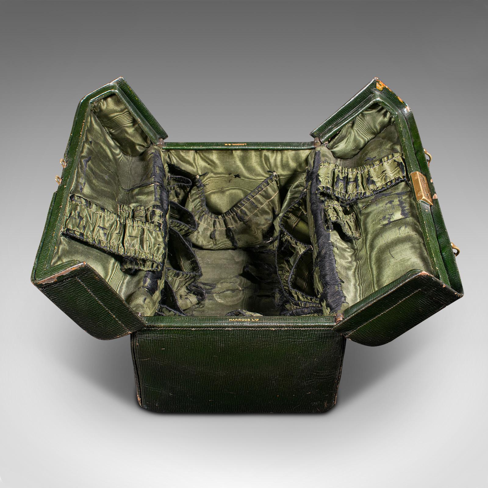 Antique Toiletry Case, English, Leather, Vanity Bag, Harrods, London, Edwardian 1