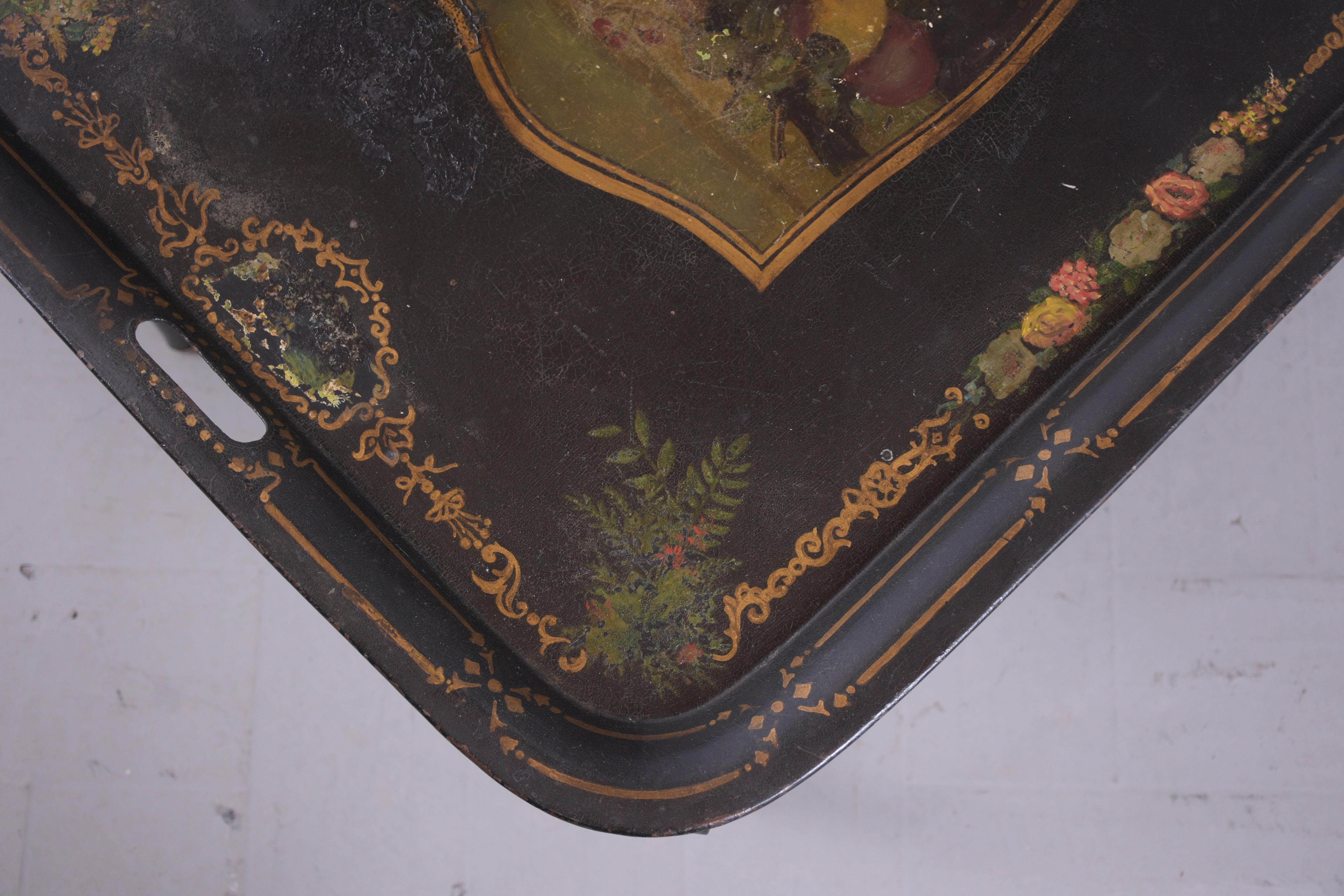 Antique Tole Tray Table For Sale 5