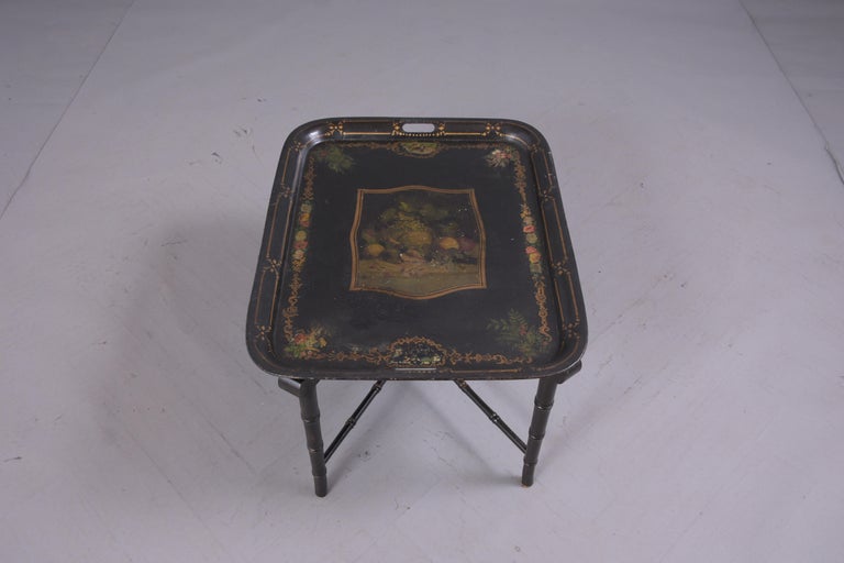 Antique Tole Tray Table For Sale 1