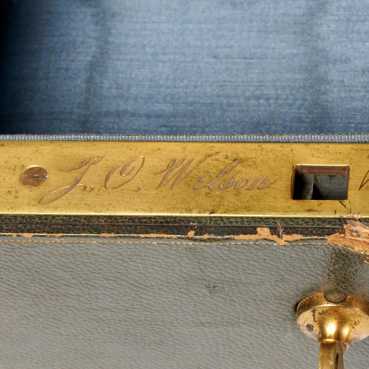 20th Century Antique Tooled Leather Document Lock Box by J.O. Wilson, New York and Paris