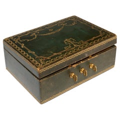 Antique Tooled Leather Document Lock Box by J.O. Wilson, New York and Paris