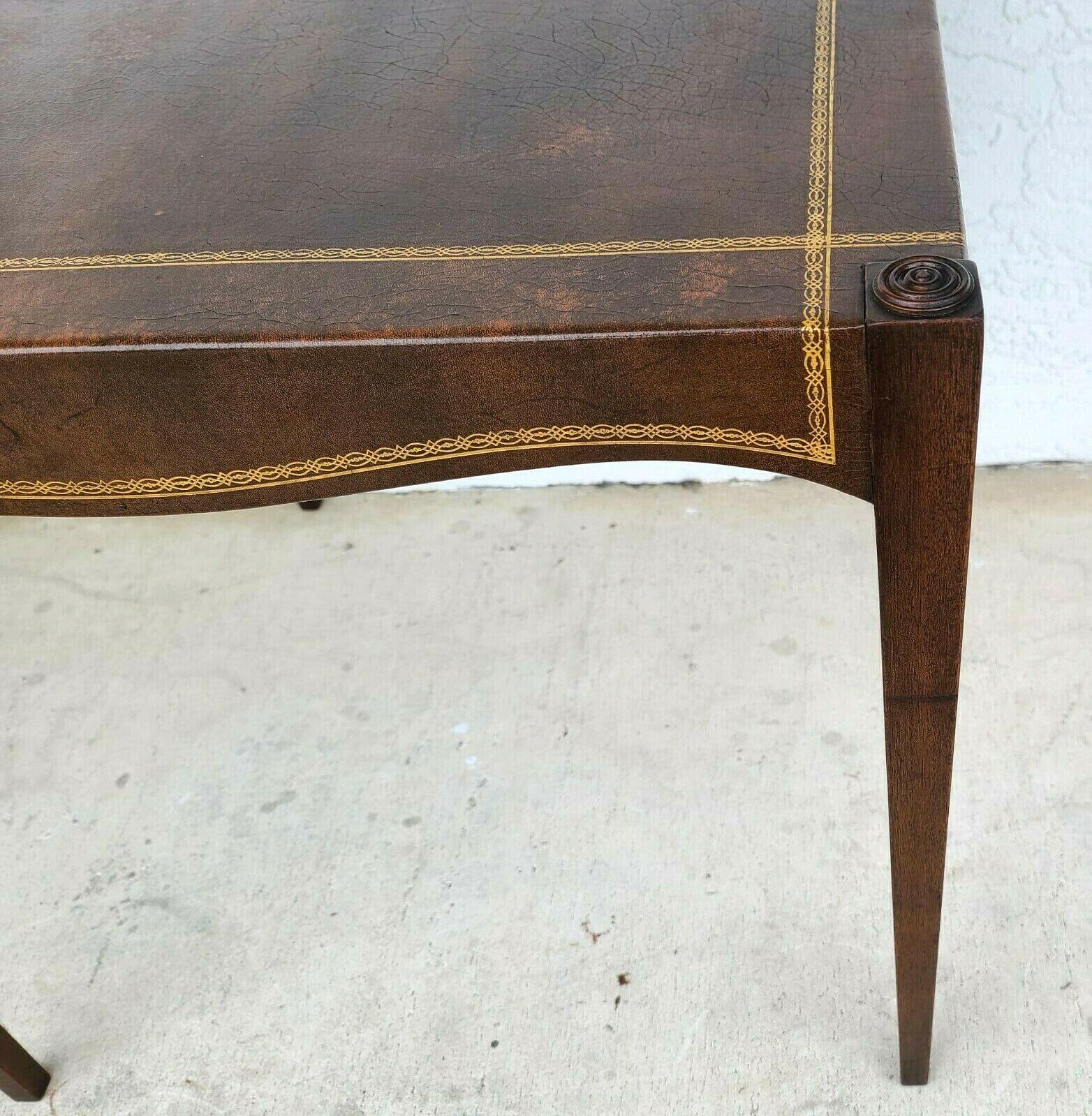 Antique Tooled Leather Game Card Table by Barnard & Simonds In Good Condition In Lake Worth, FL