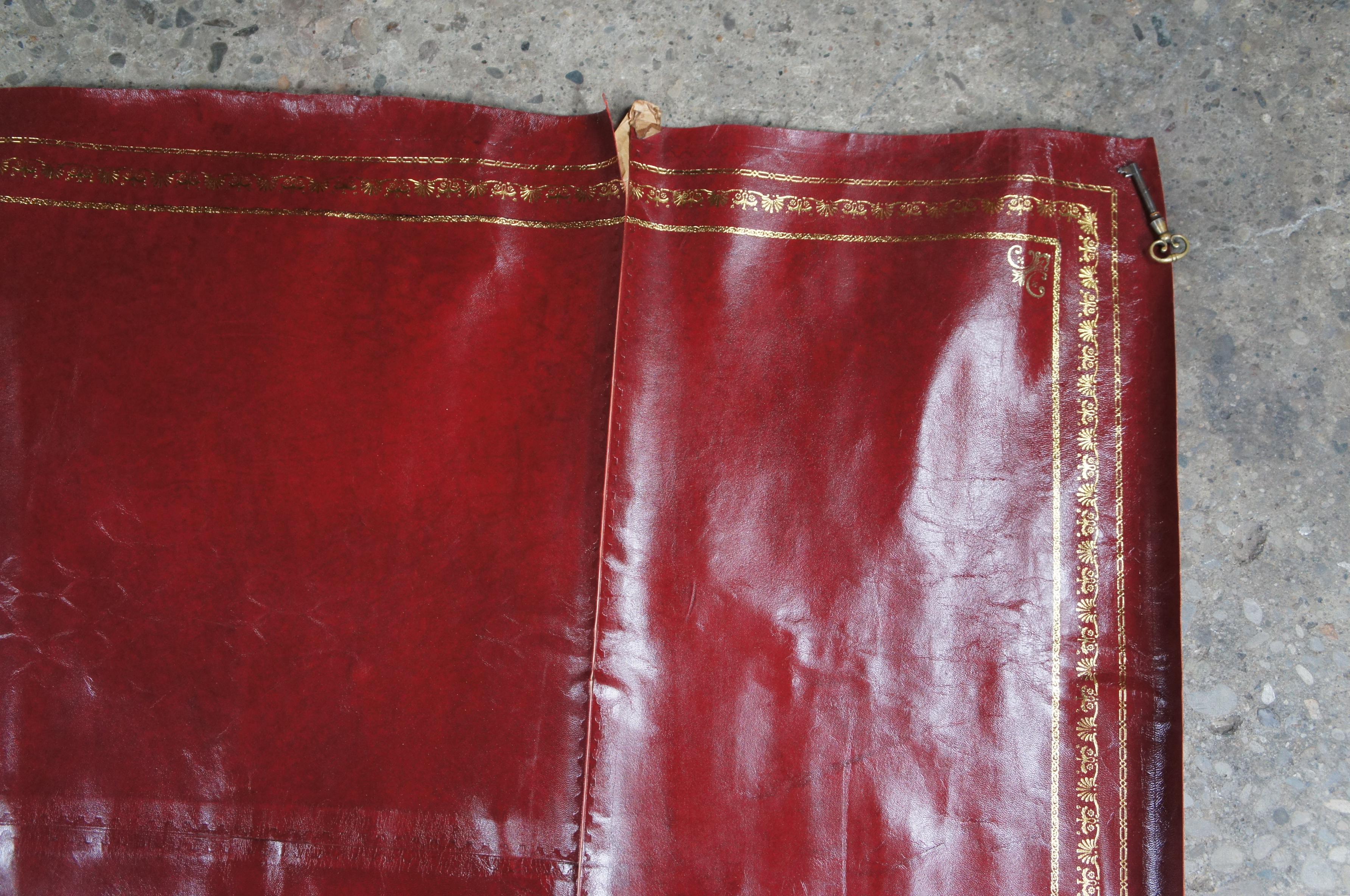 Antique Tooled Red Burgundy Leder Schreibfläche Schreibtisch einfügen Pad im Angebot 2