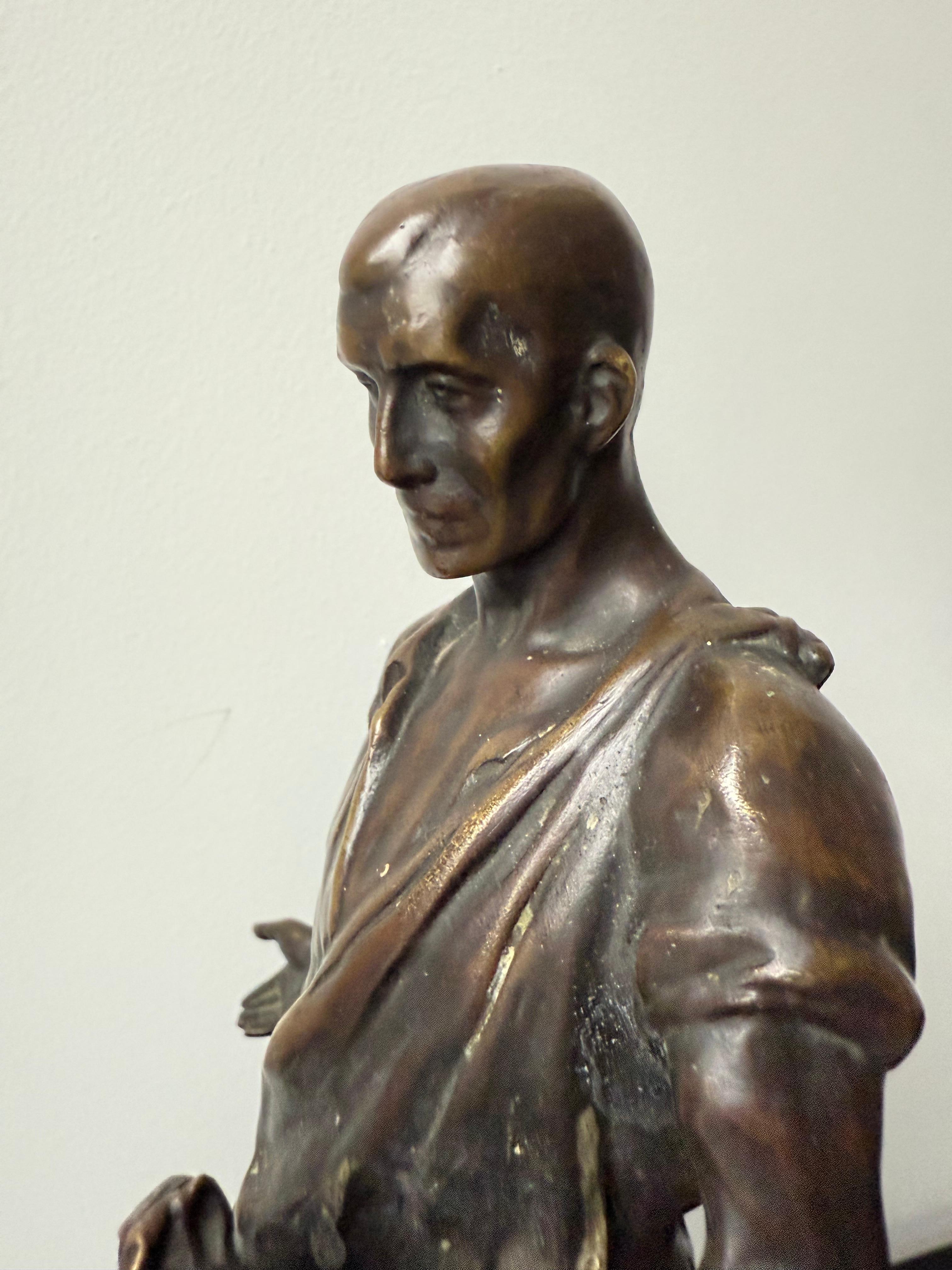 Escultura antigua de bronce de primera calidad de un trabajador de la tierra / sembrador masculino de Max Valentin en venta 8