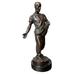 Antique Top Quality Bronze Land Worker / Male Sower Sculpture by Max Valentin