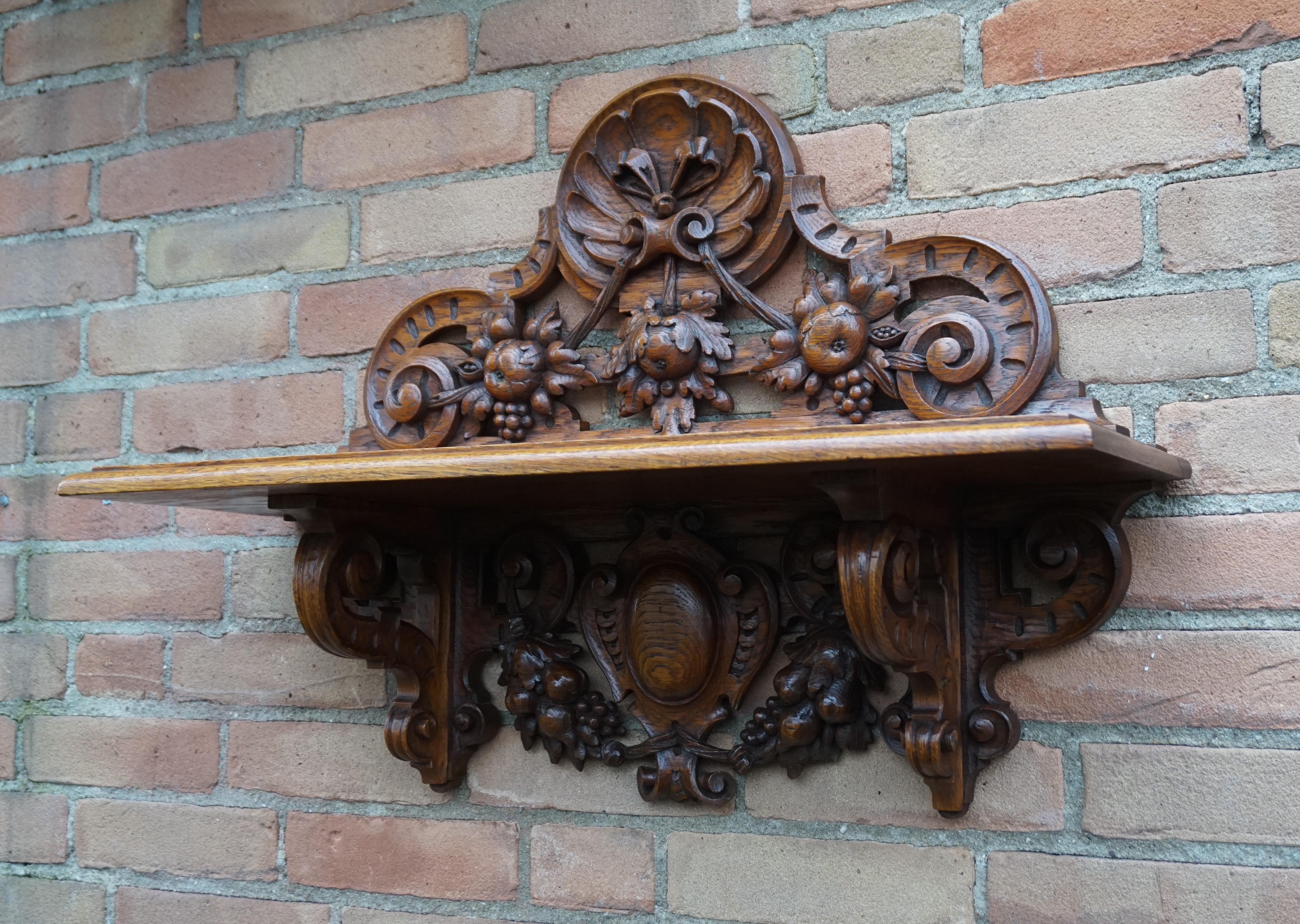 Antique & Top Quality Hand Carved Wall Bracket / Shelf with Amazing Patina 1890s 6