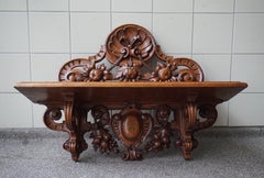 Antique & Top Quality Hand Carved Wall Bracket / Shelf with Amazing Patina 1890s