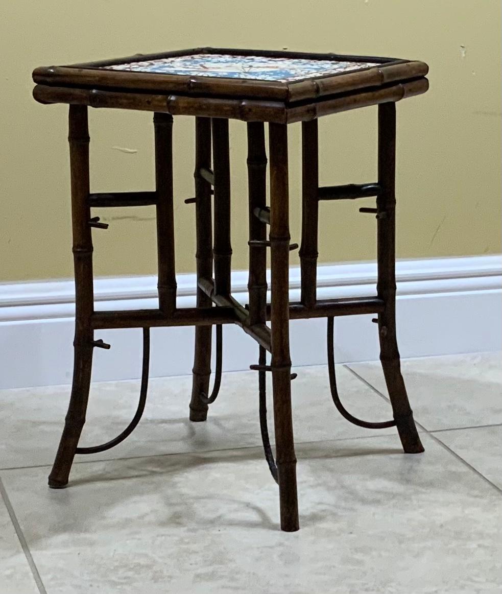 Antique Top Tile Bamboo Small Table 3