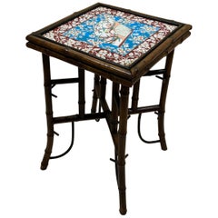 Antique Top Tile Bamboo Small Table