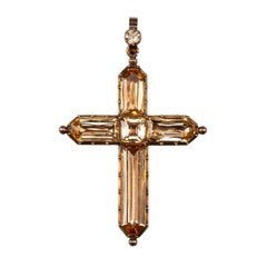 Antique Topaz and Gold Cross Pendant