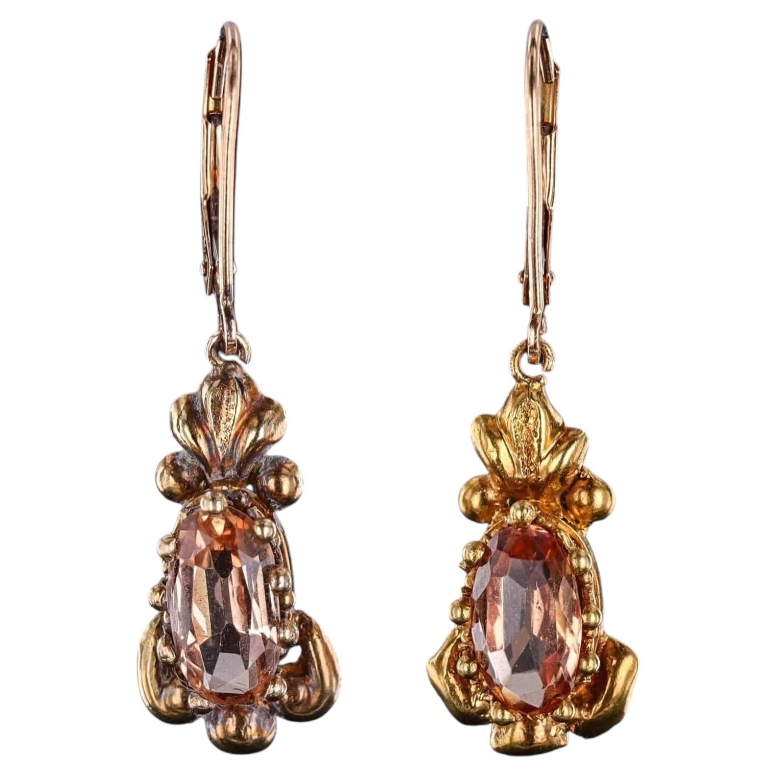 Antique Topaz Earrings with New Ear Wires of 14k Gold