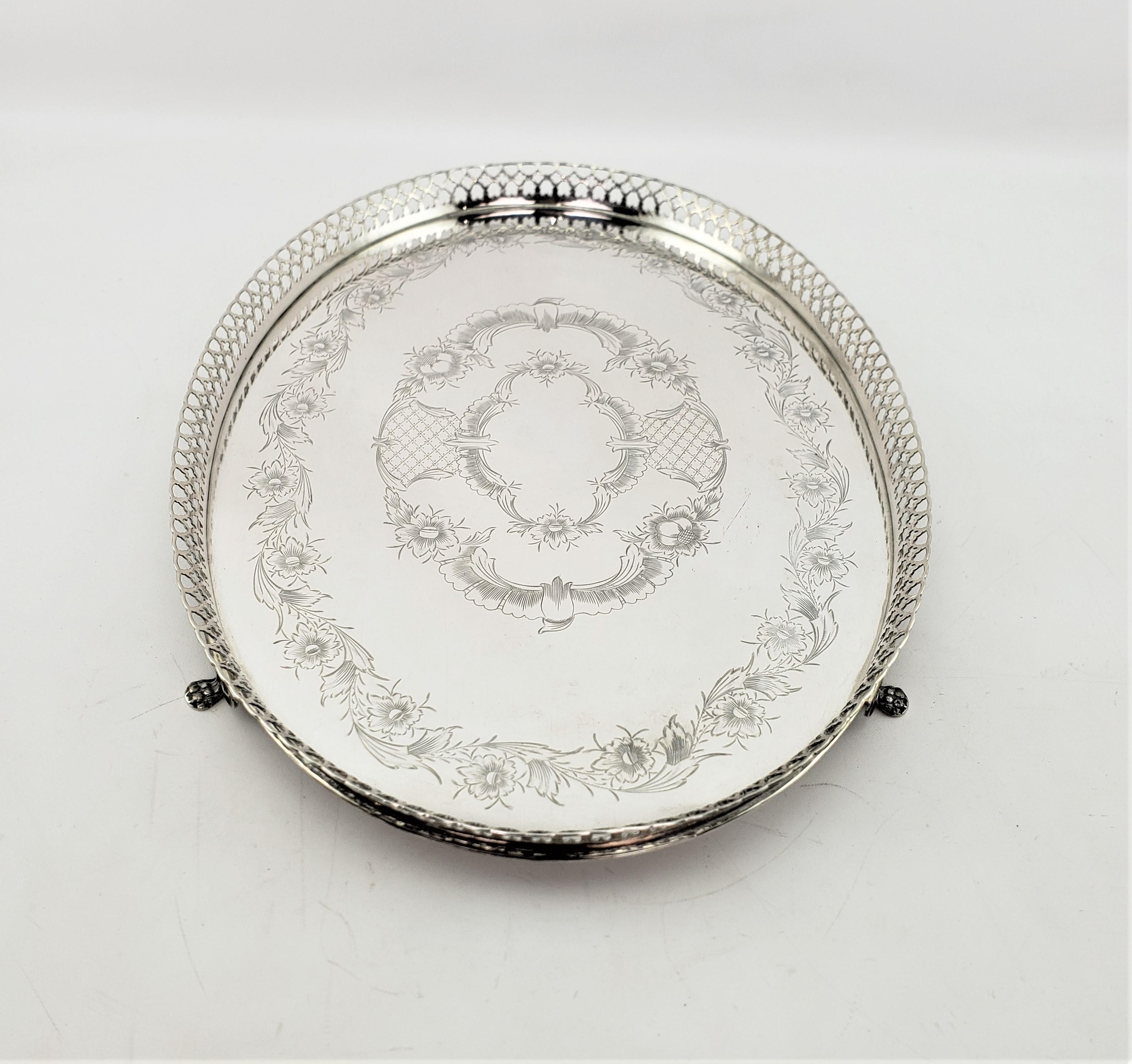 Antiguo Topacio .833 Plata Segunda Águila Portuguesa Galería Oval Bandeja para servir Portugués en venta