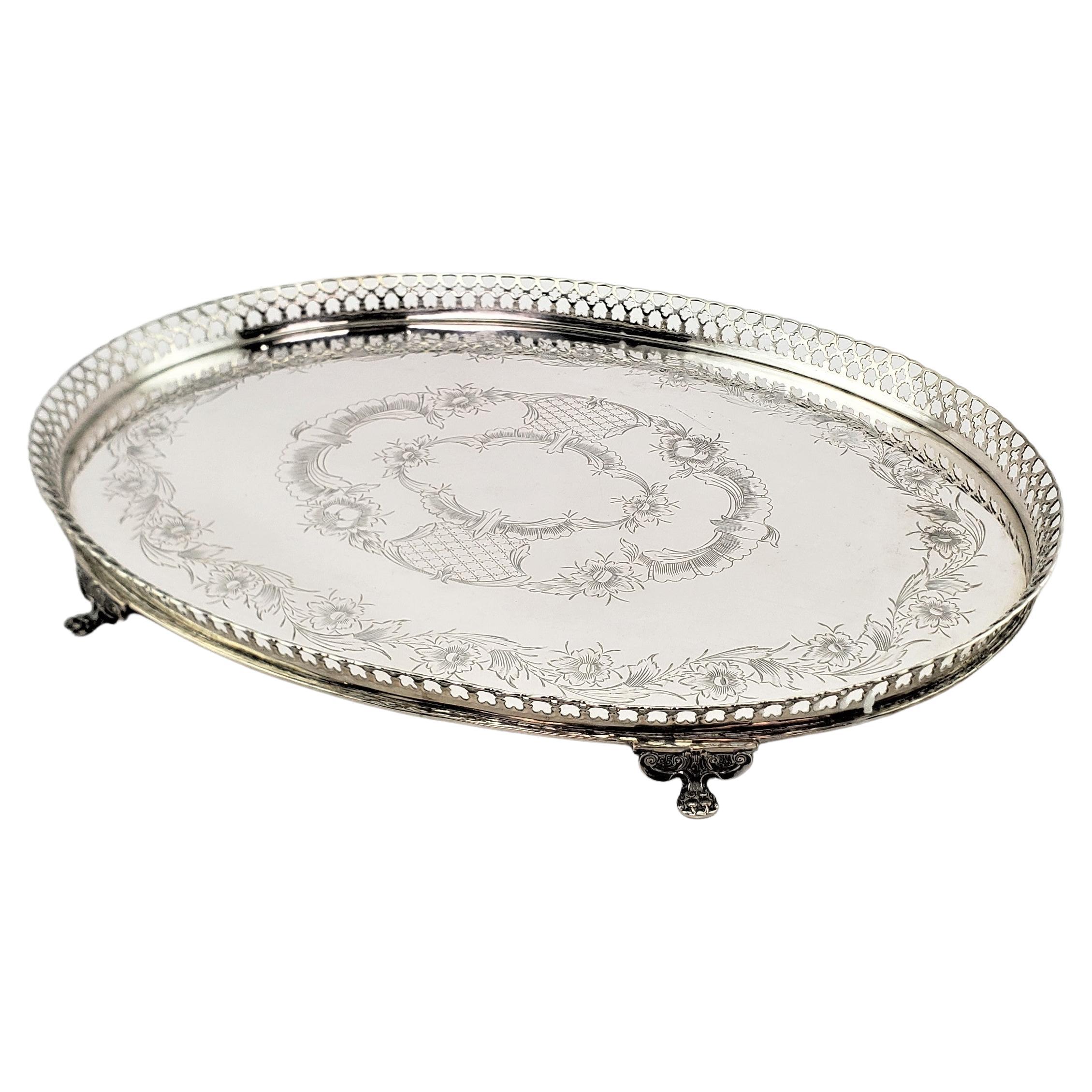 Antique Topazio .833 Silver Second Eagle Portuguese Oval Gallery Serving Tray For Sale