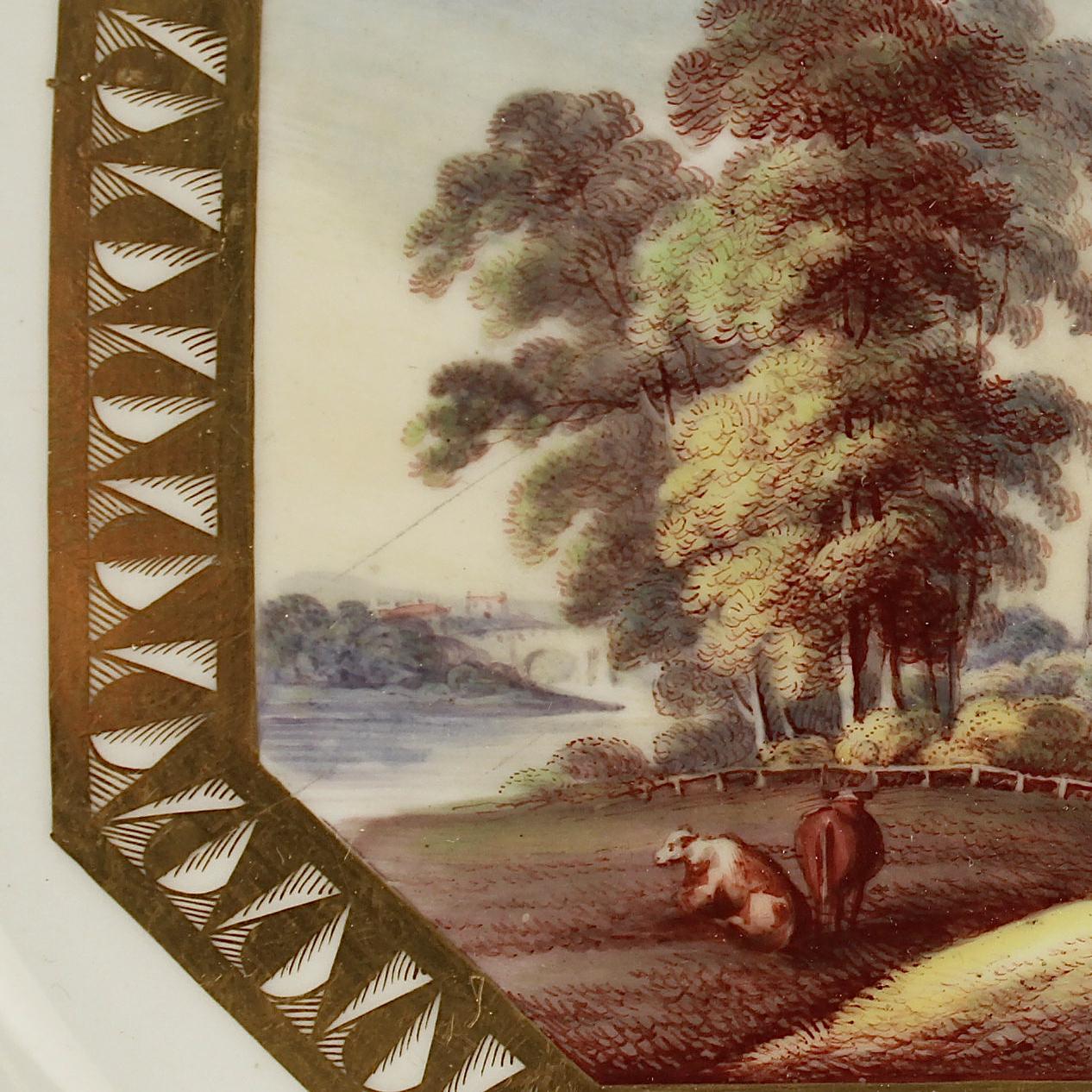 Antique Topographical Derby English Porcelain Plate Entitled 'Near Derby' For Sale 5