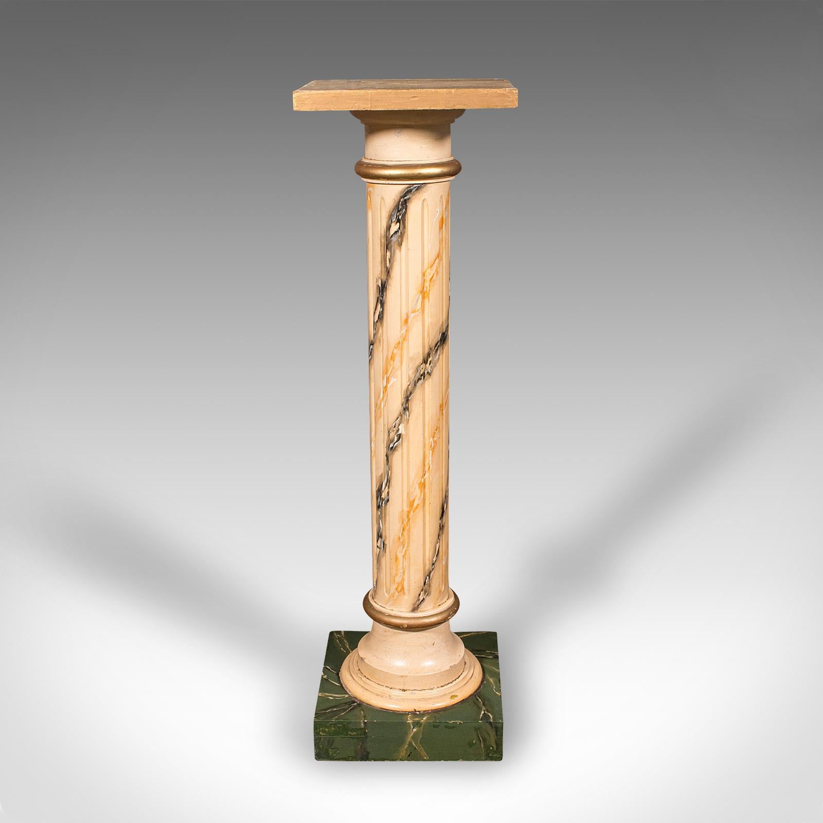 Victorien tardif Antiquité Colonne Torchère, Anglais, Pin, Faux Marbre, Buste Stand, Victorien, 1900 en vente