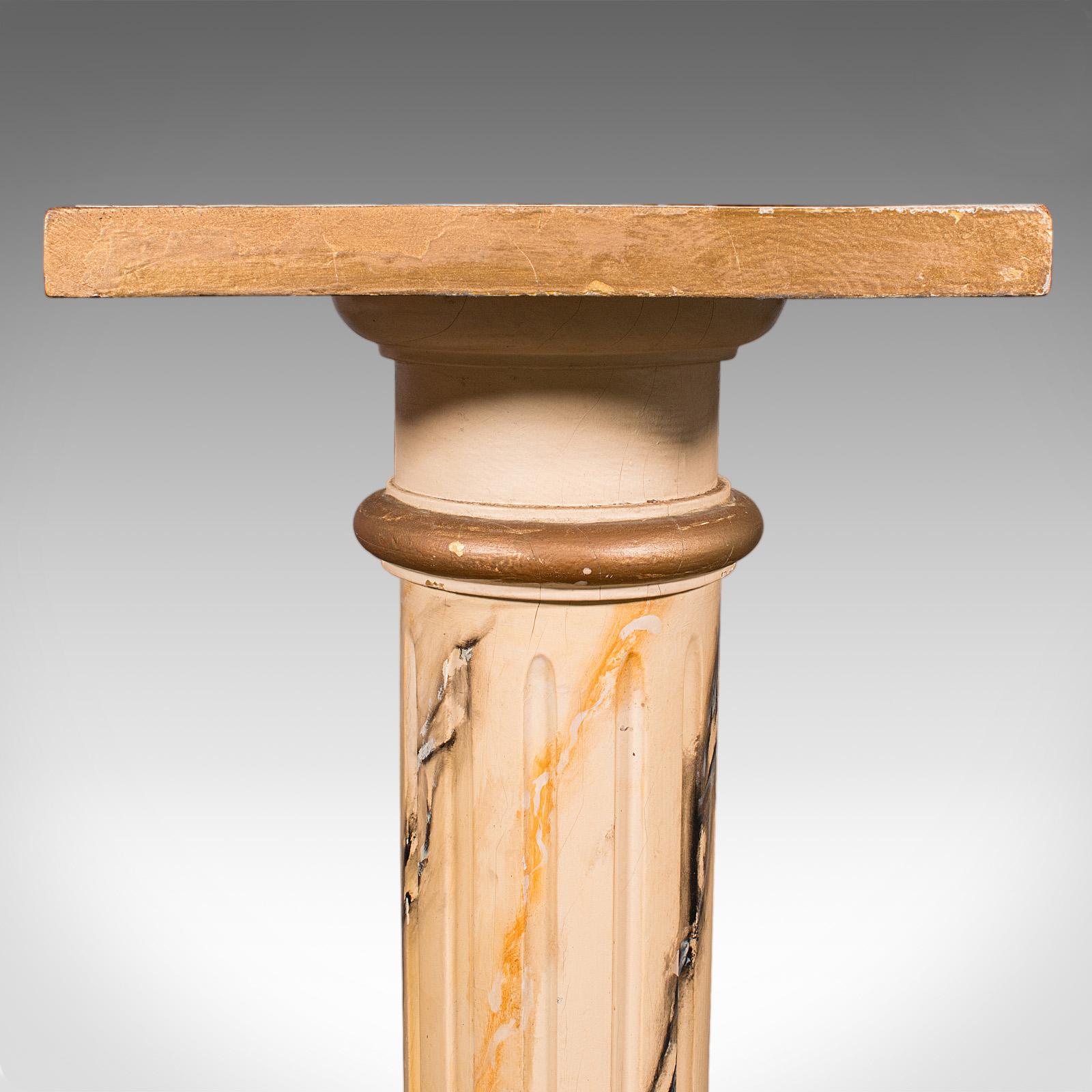 20ième siècle Antiquité Colonne Torchère, Anglais, Pin, Faux Marbre, Buste Stand, Victorien, 1900 en vente