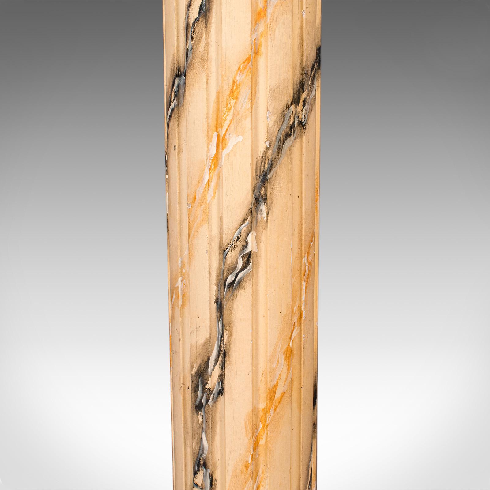 Cèdre Antiquité Colonne Torchère, Anglais, Pin, Faux Marbre, Buste Stand, Victorien, 1900 en vente