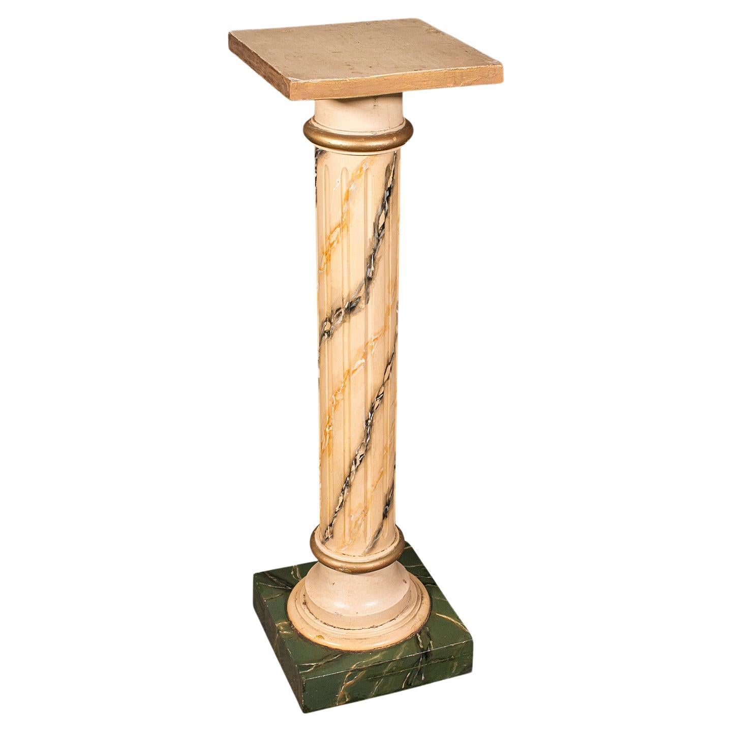 Antike Torchere-Säule, Englisch, Kiefer, Kunstmarmor, Büste Stand, Viktorianisch, 1900