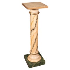 Antique Torchere Column, English, Pine, Faux Marble, Bust Stand, Victorian, 1900