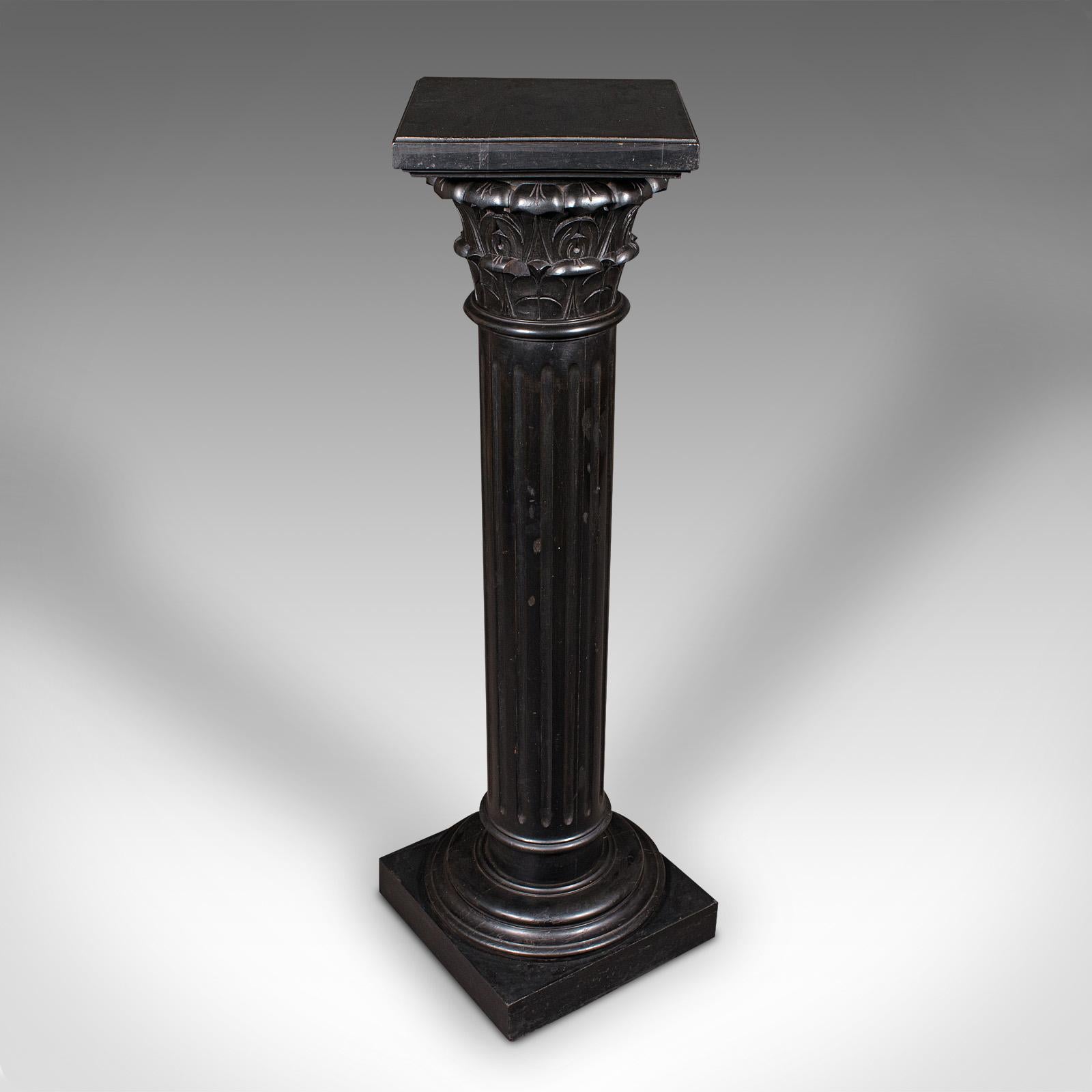 Late Victorian Antique Torchere, English, Ebonised, Display Stand, Jardiniere Column, Victorian For Sale