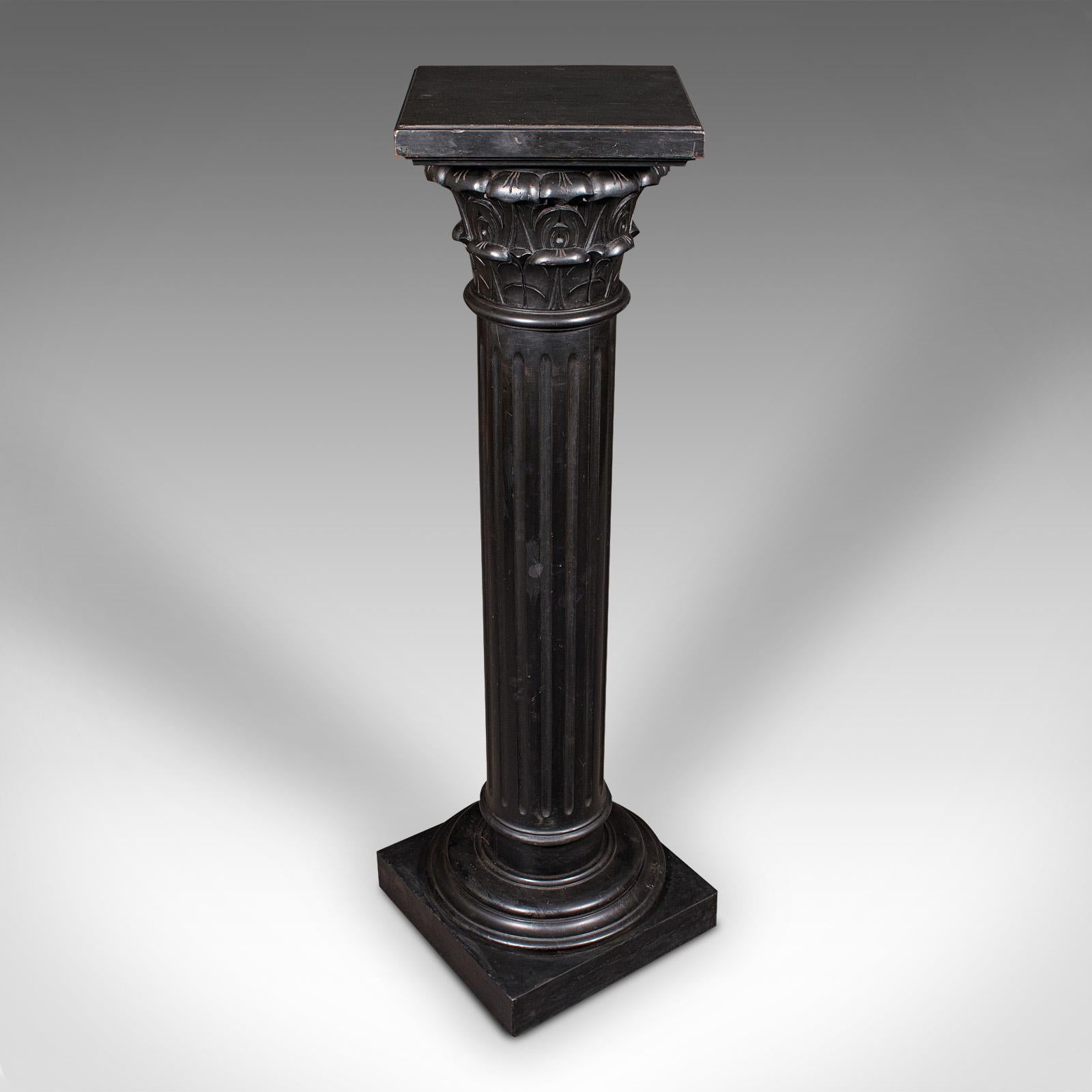 British Antique Torchere, English, Ebonised, Display Stand, Jardiniere Column, Victorian For Sale