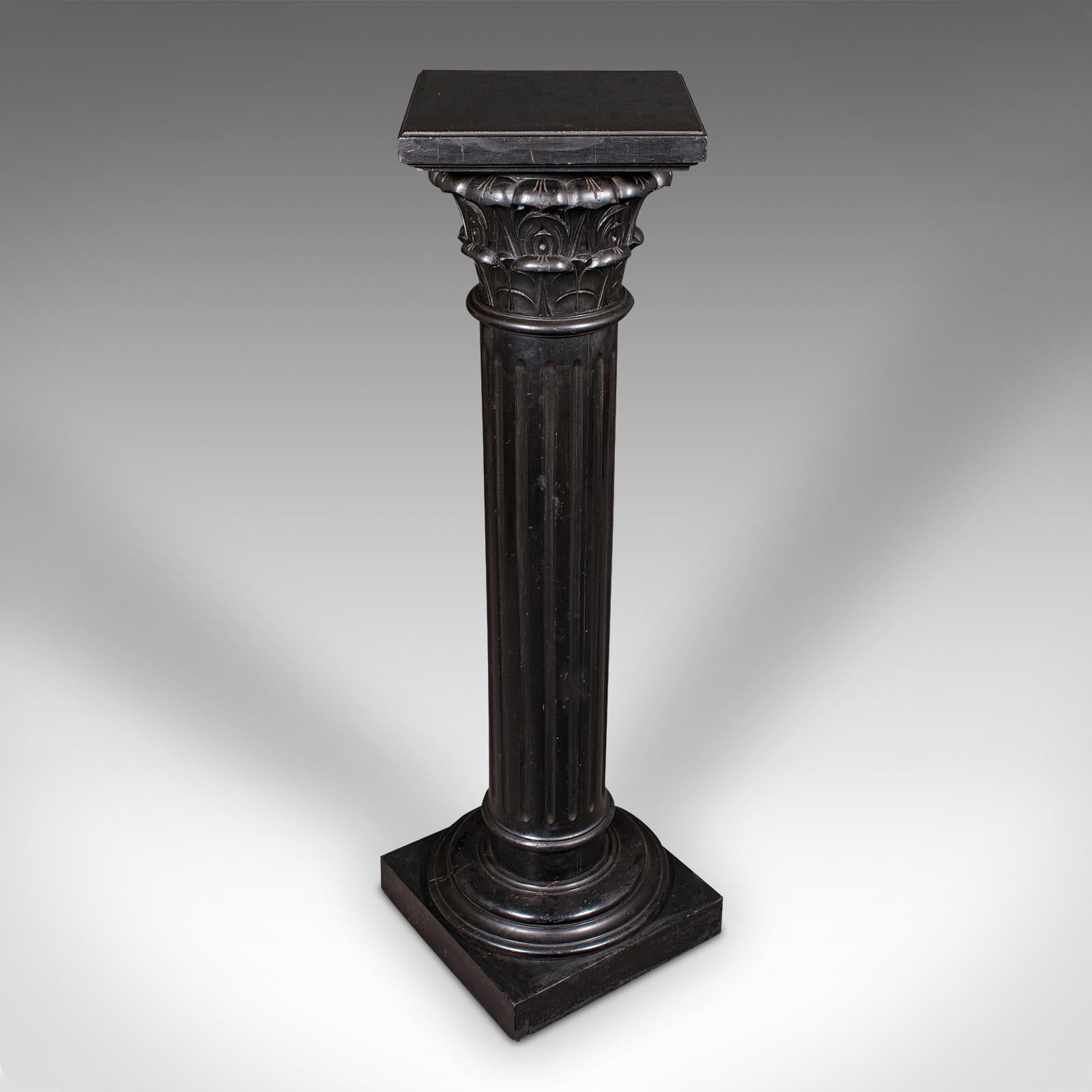 Antique Torchere, English, Ebonised, Display Stand, Jardiniere Column, Victorian In Good Condition For Sale In Hele, Devon, GB