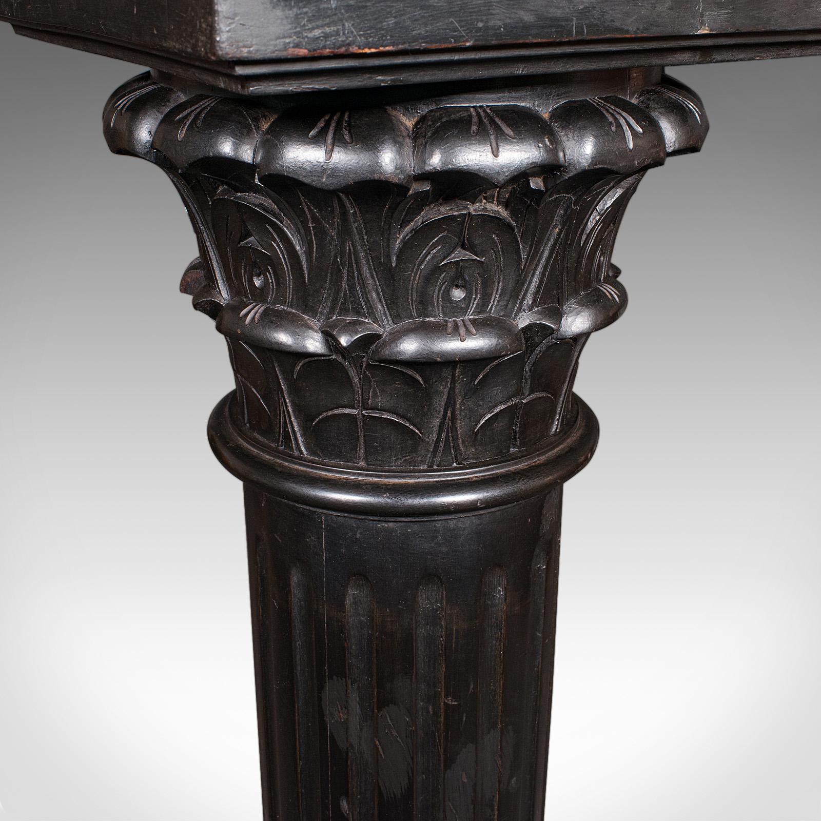 Pine Antique Torchere, English, Ebonised, Display Stand, Jardiniere Column, Victorian For Sale