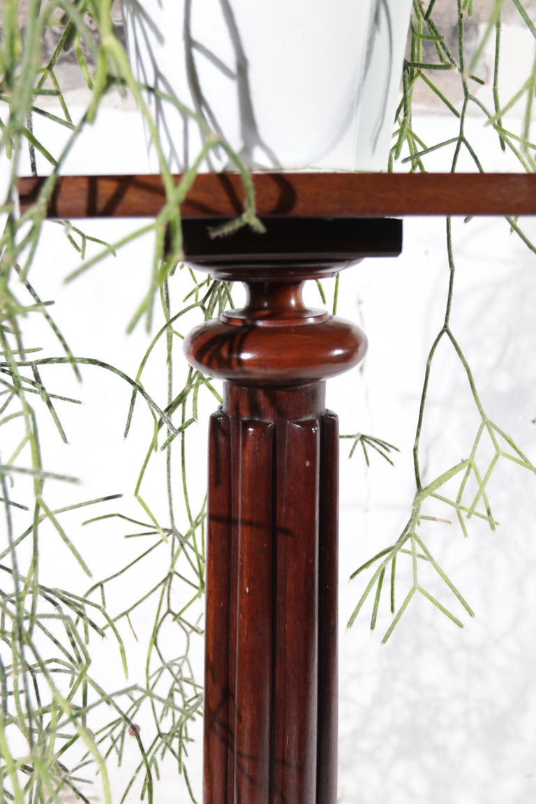 Hand-Carved Antique Torchere Turned Hand Carved Mahogany Victorian English Pedestal For Sale