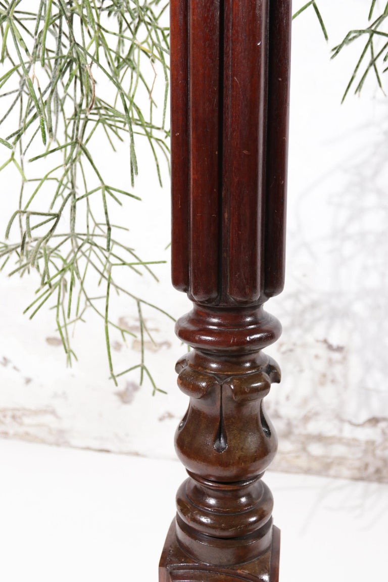 Late 19th Century Antique Torchere Turned Hand Carved Mahogany Victorian English Pedestal For Sale