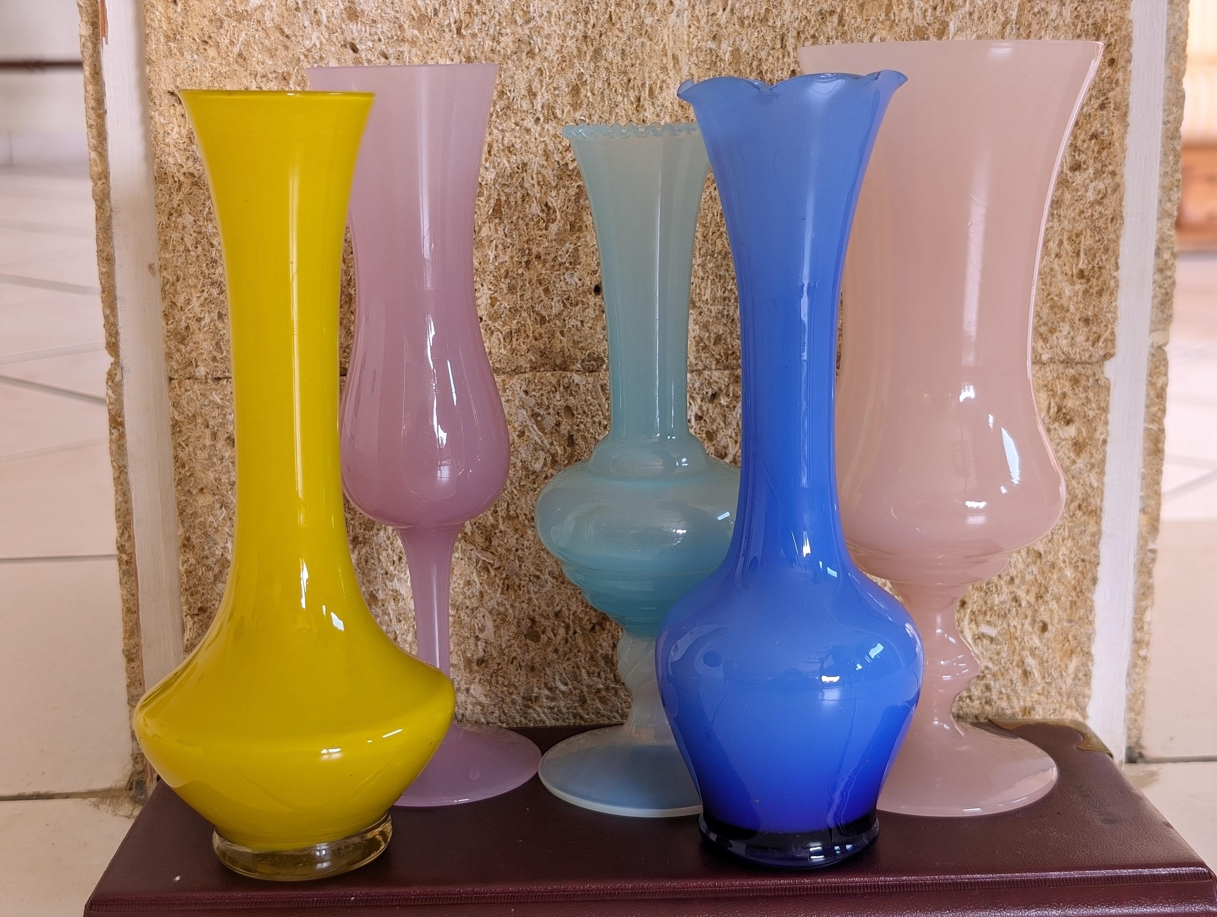 French Antique Torquoise Mid-20th Opaline Vase For Sale