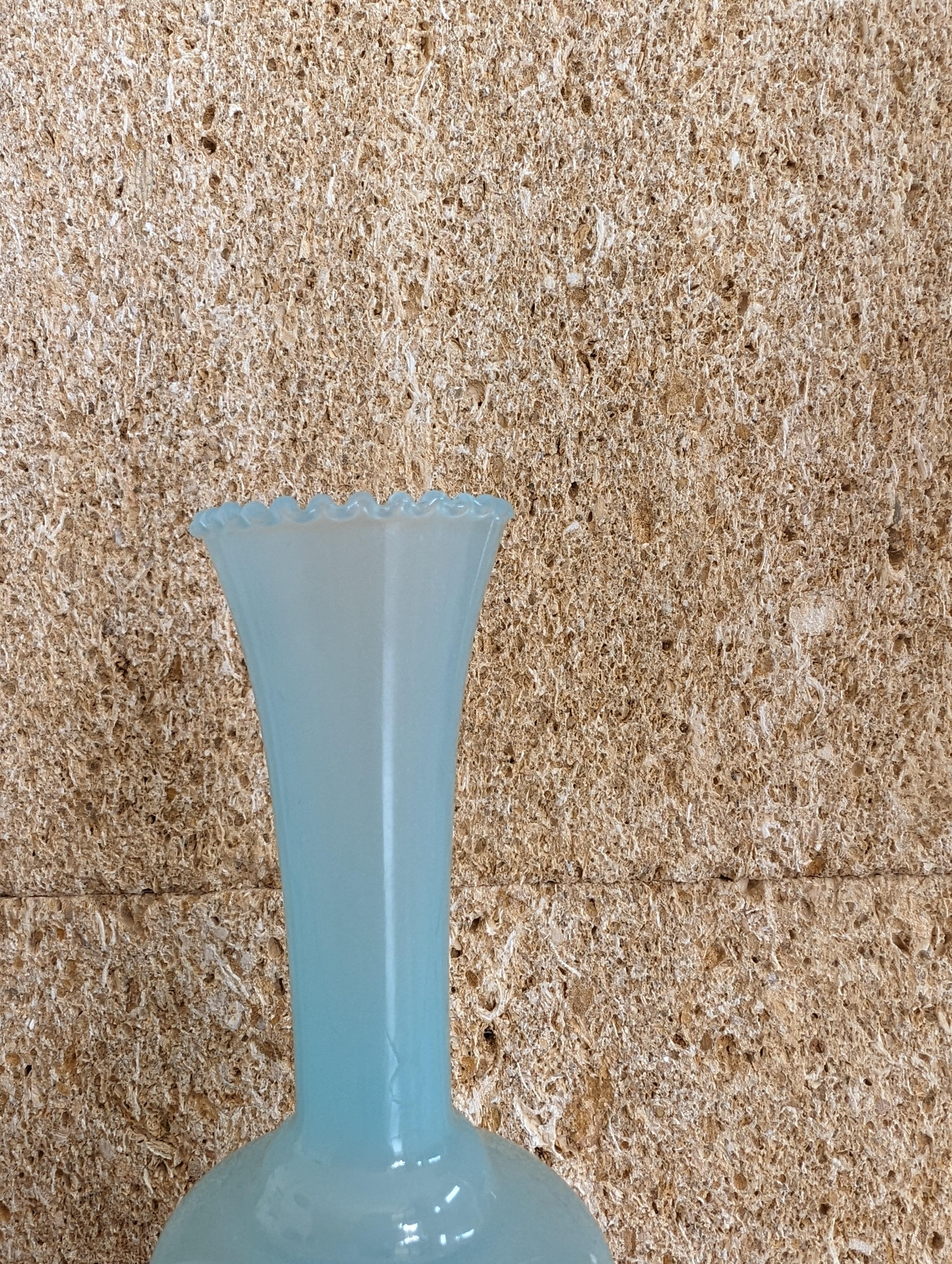 Antique Torquoise Mid-20th Opaline Vase In Good Condition For Sale In Jersey City, NJ