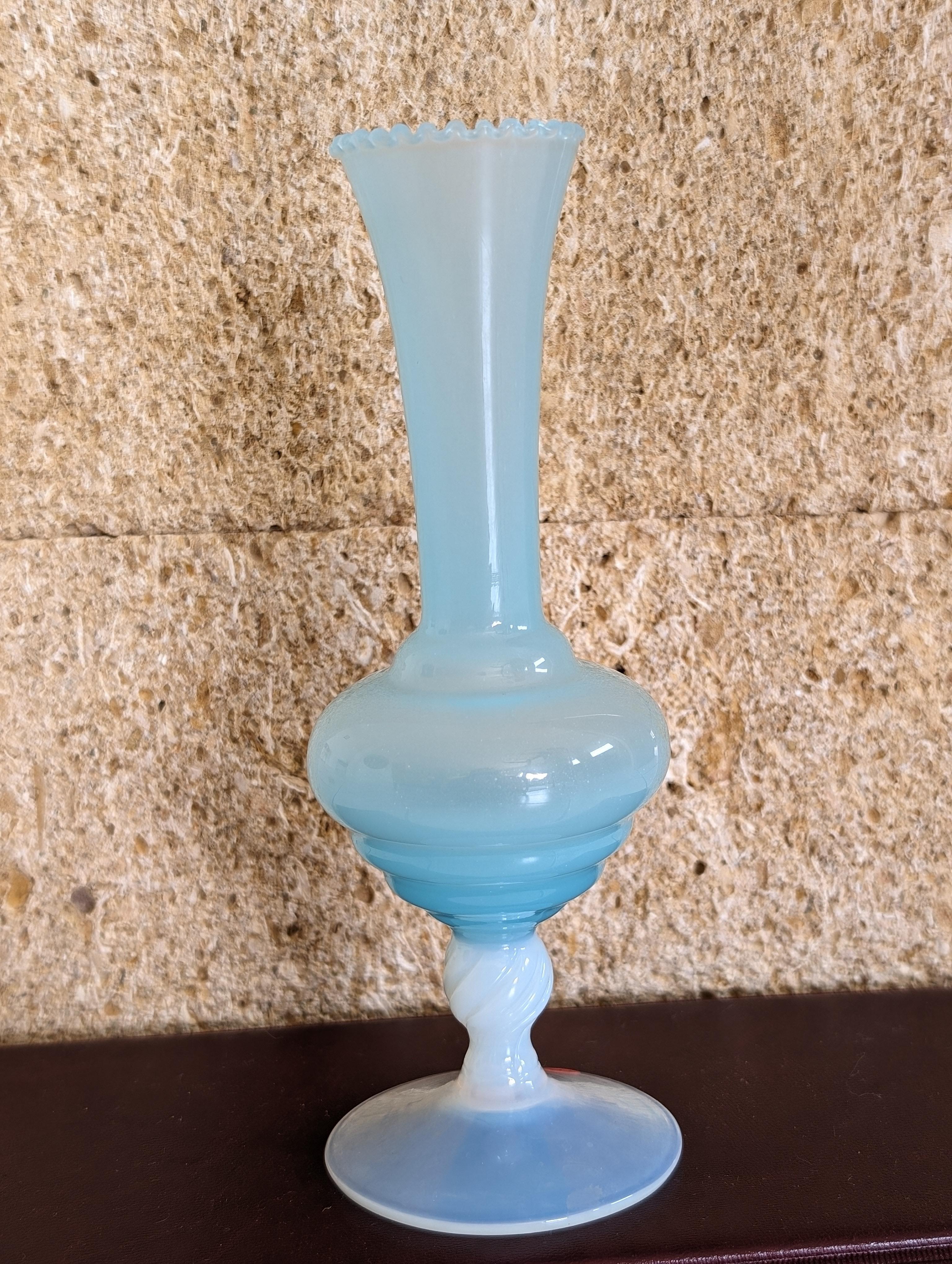 20th Century Antique Torquoise Mid-20th Opaline Vase For Sale