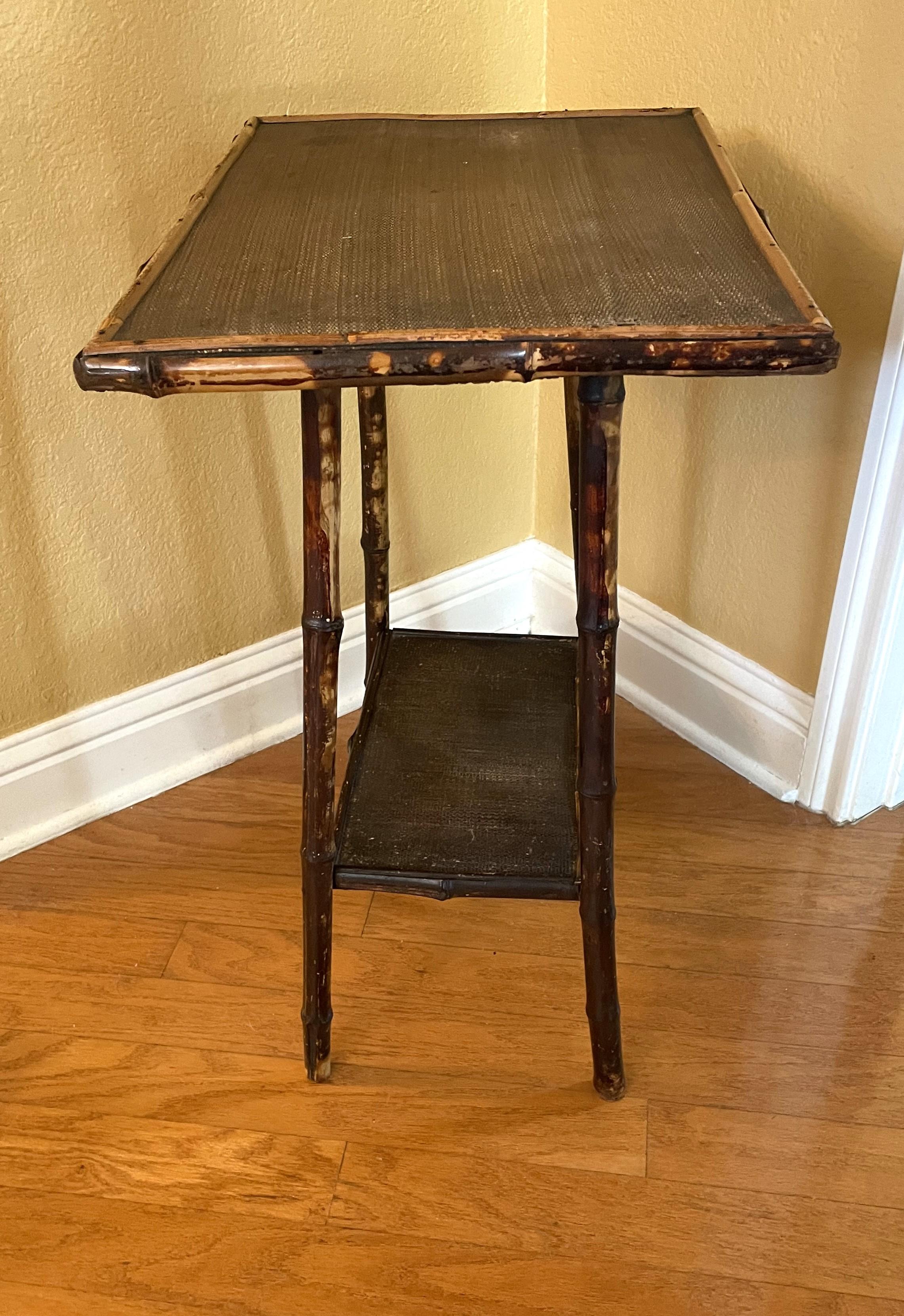 Anglo Raj Antique Tortoise Bamboo Accent Table For Sale