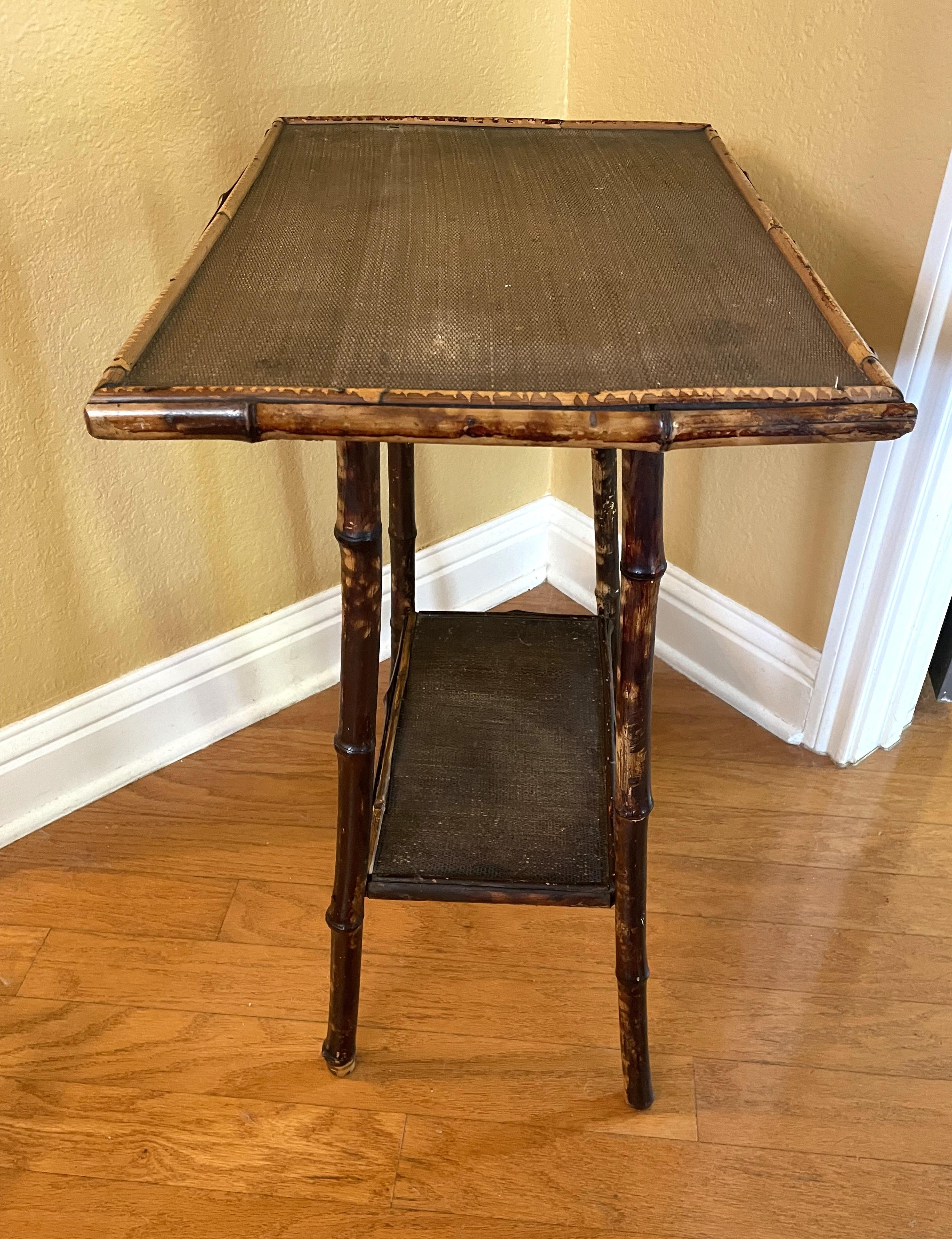 Indian Antique Tortoise Bamboo Accent Table For Sale