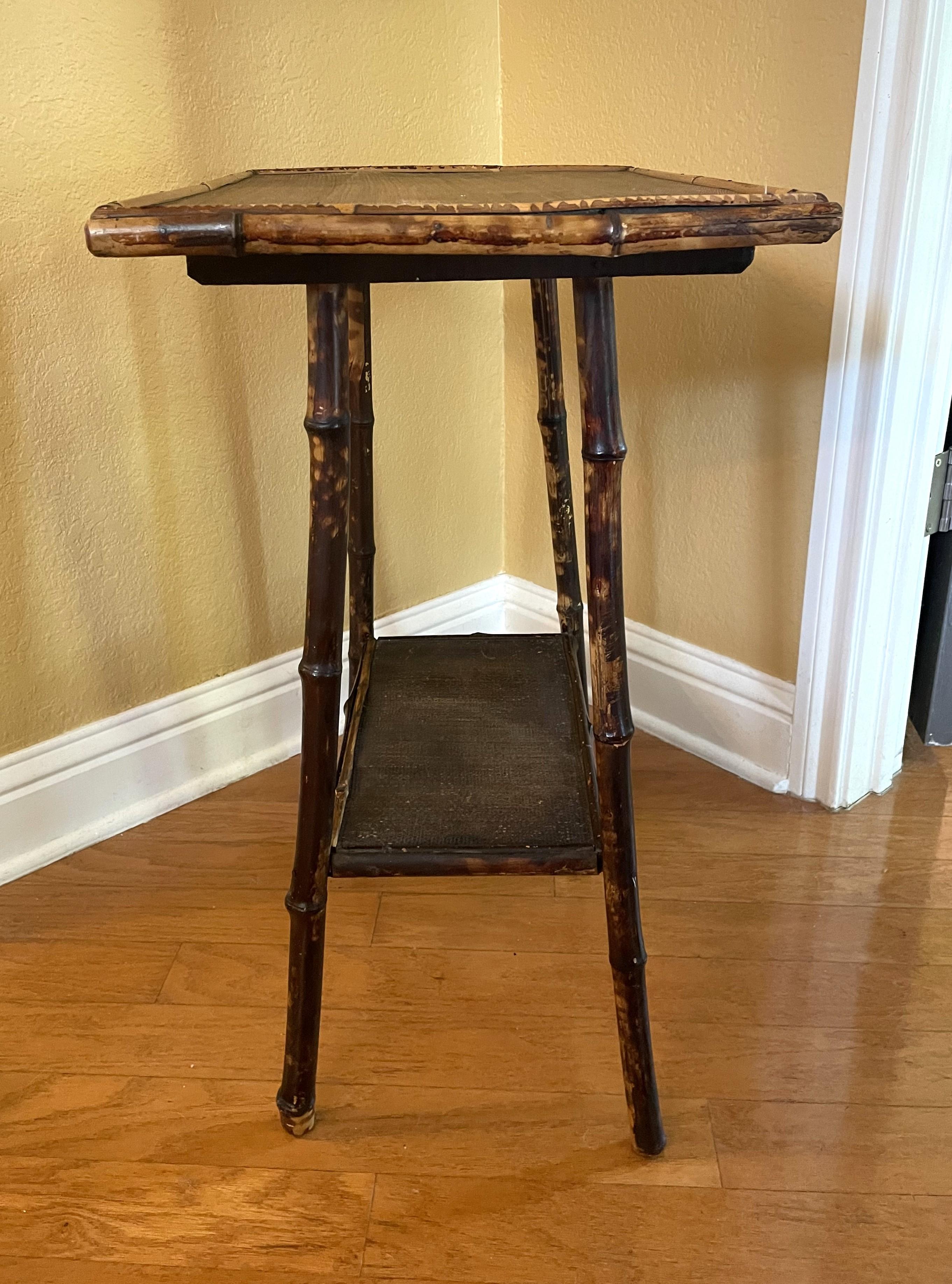 Hand-Crafted Antique Tortoise Bamboo Accent Table For Sale