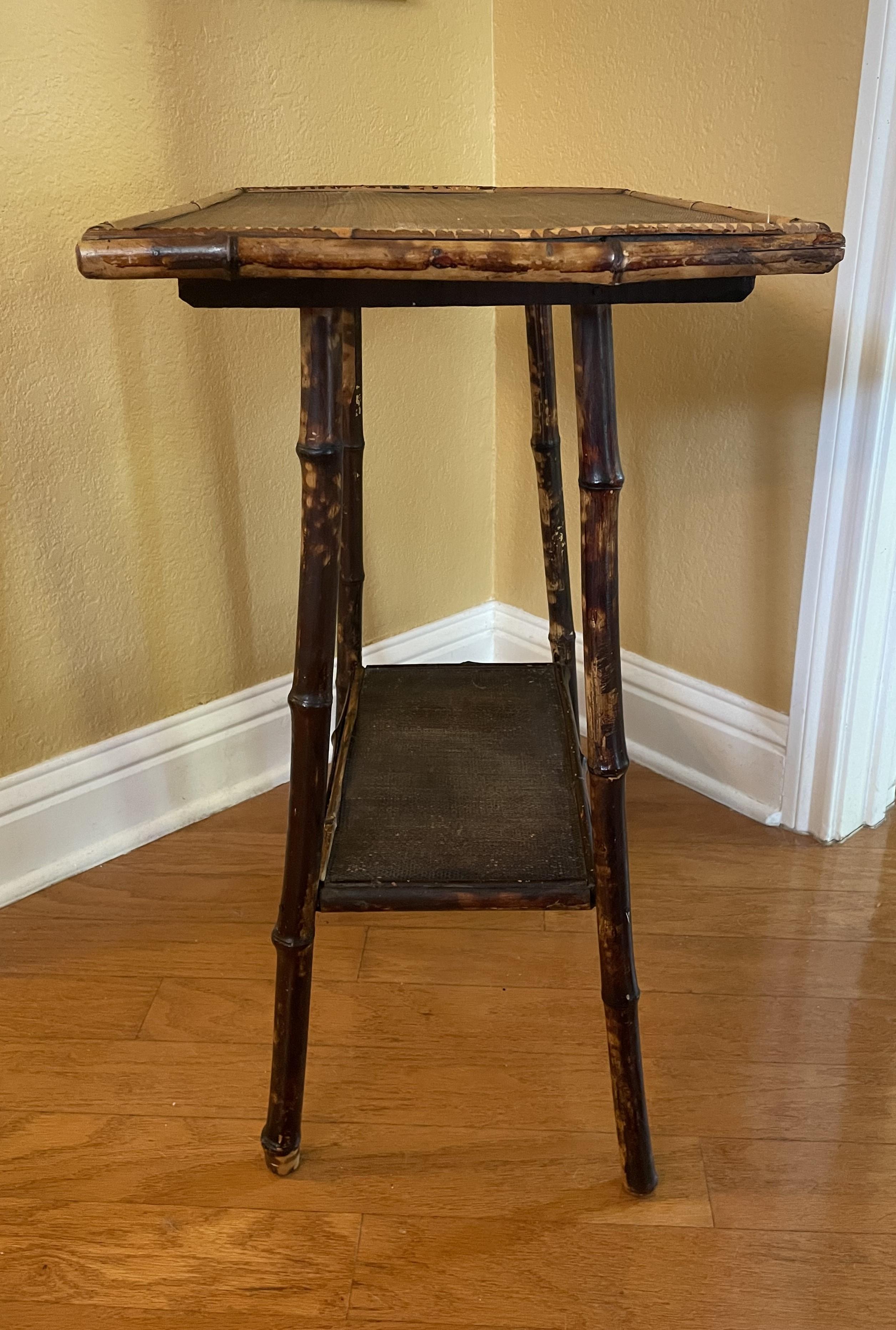 Antique Tortoise Bamboo Accent Table In Excellent Condition For Sale In Austin, TX
