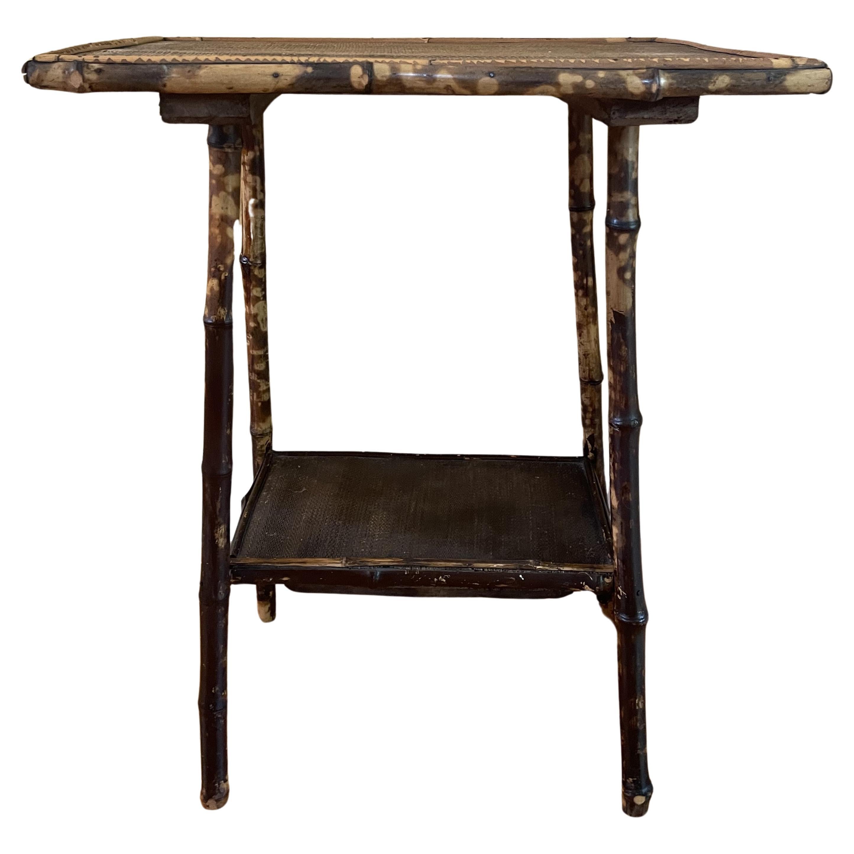 Antique Tortoise Bamboo Accent Table For Sale