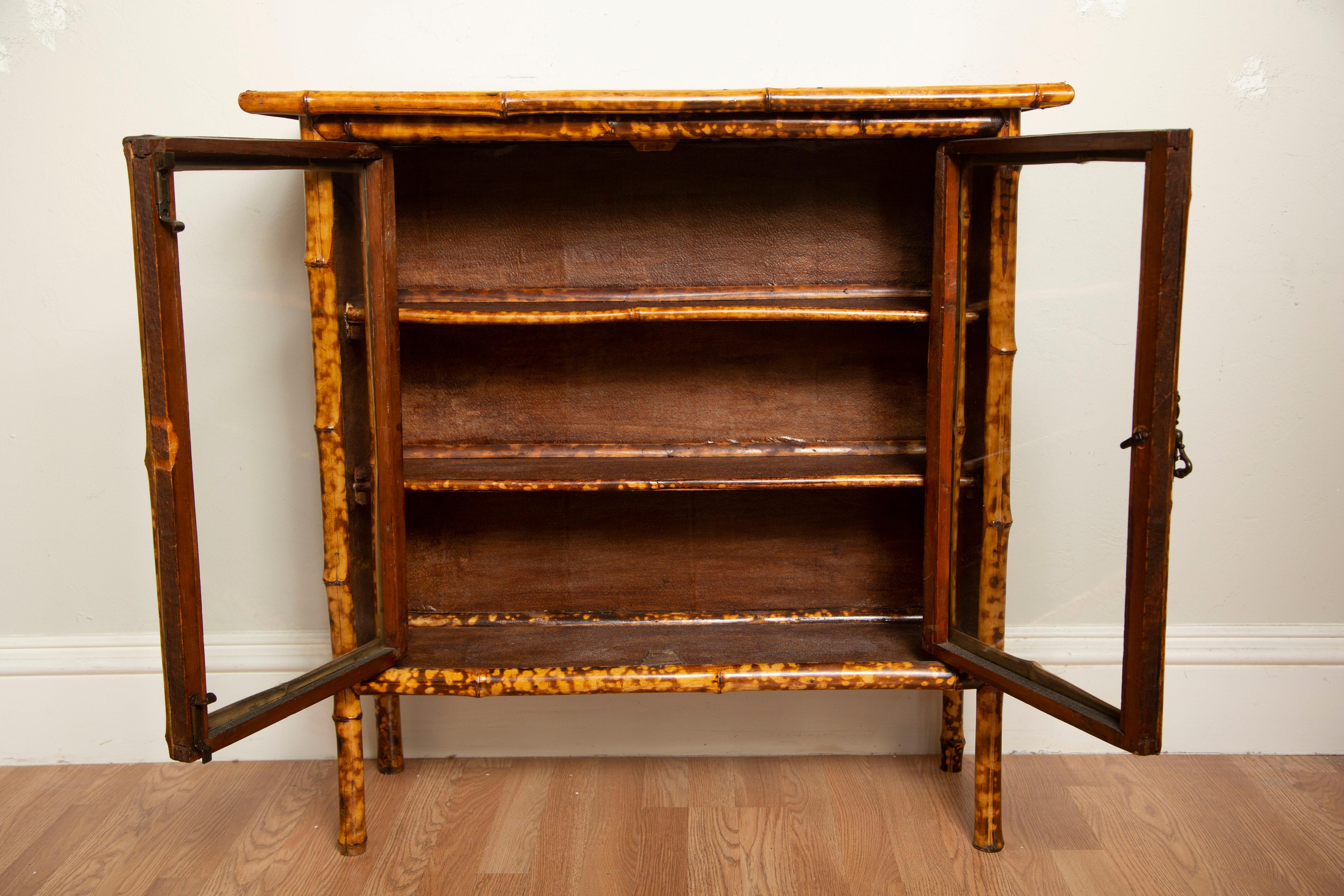 Antique Tortoise Bamboo Cabinet In Good Condition In West Palm Beach, FL