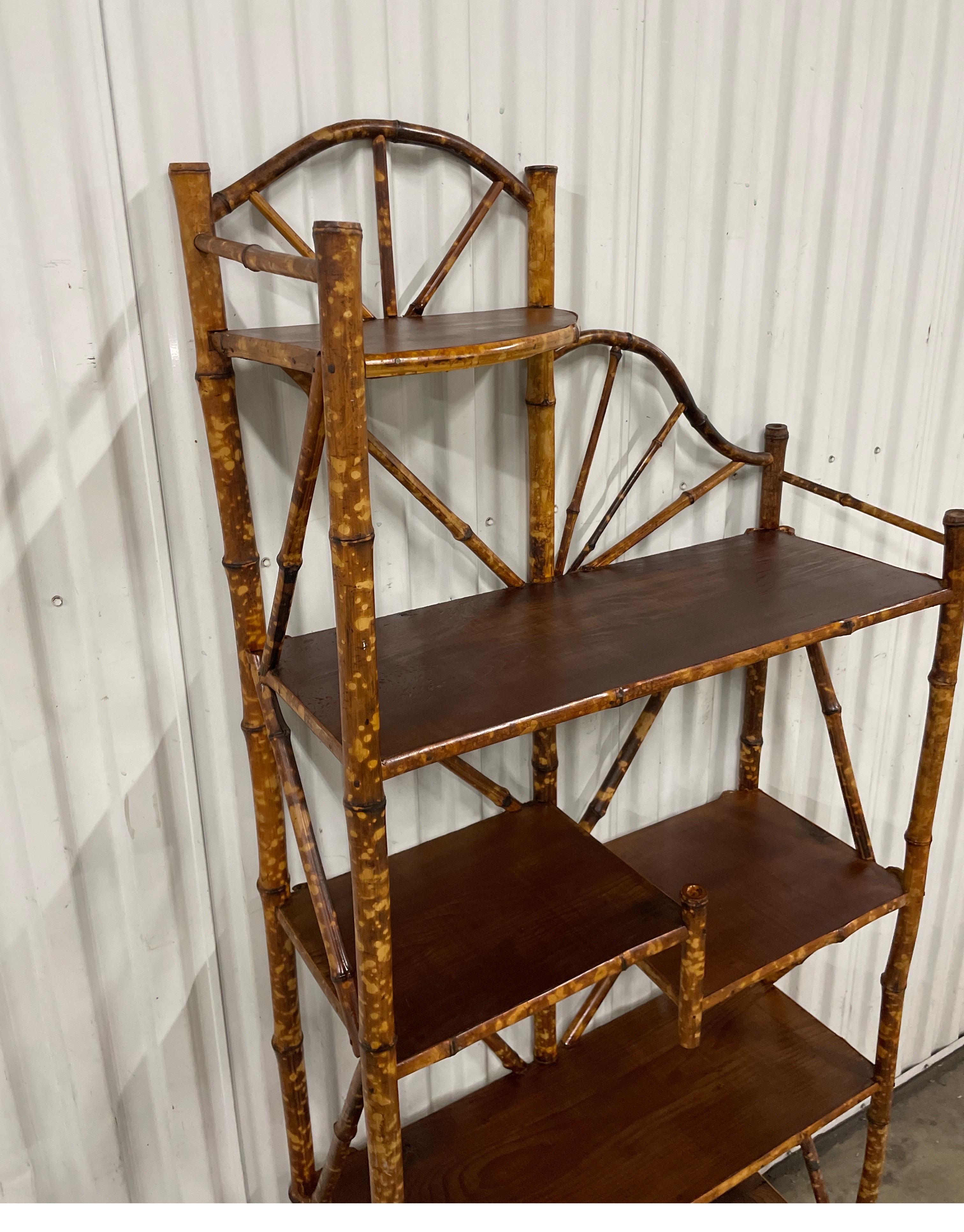 Antique tortoise bamboo etagere / shelves to display your favorite pieces. Consisting of six separate shelves. Very versatile piece that will fit in almost any setting.