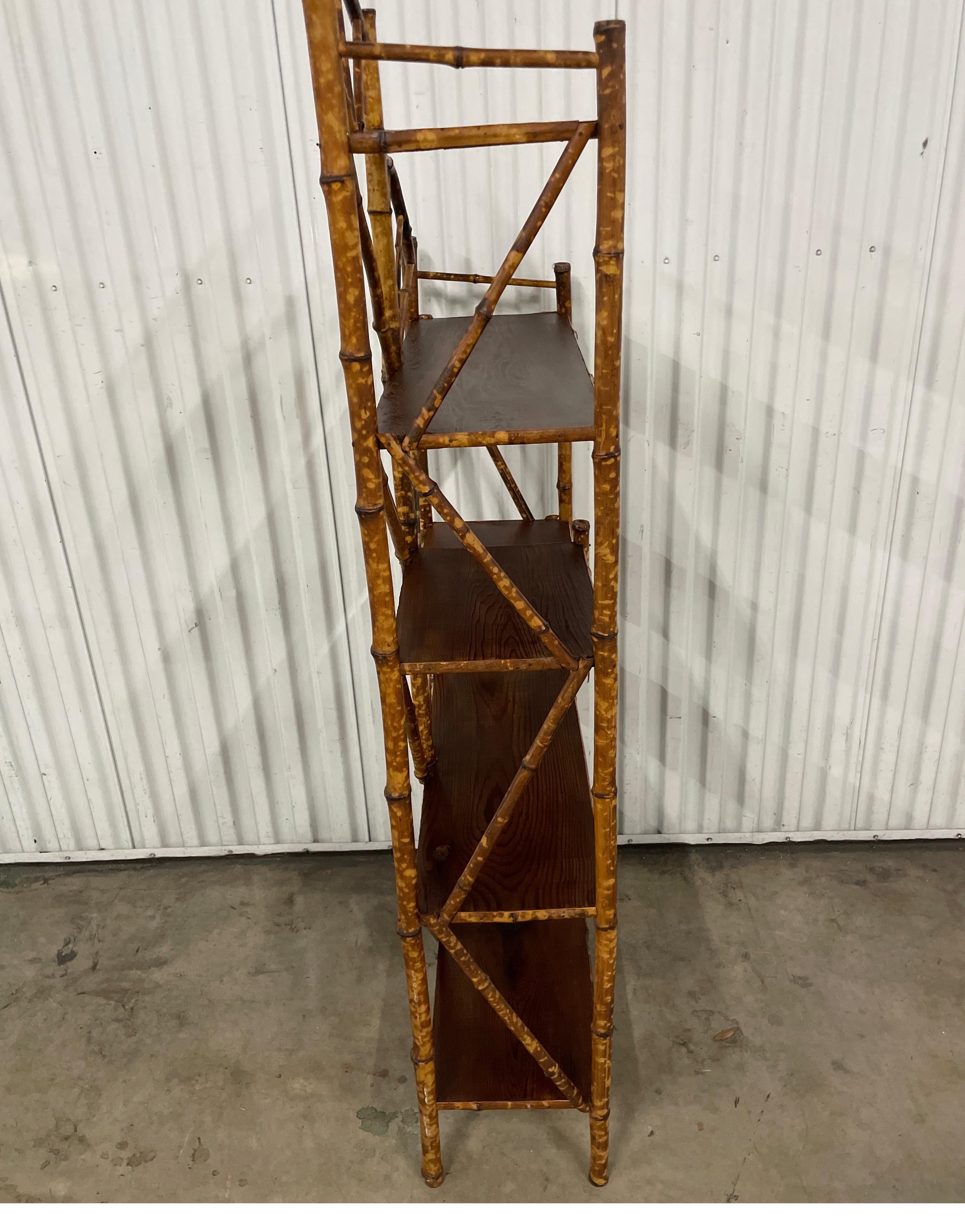 Antique Tortoise Bamboo Etagere In Good Condition For Sale In West Palm Beach, FL