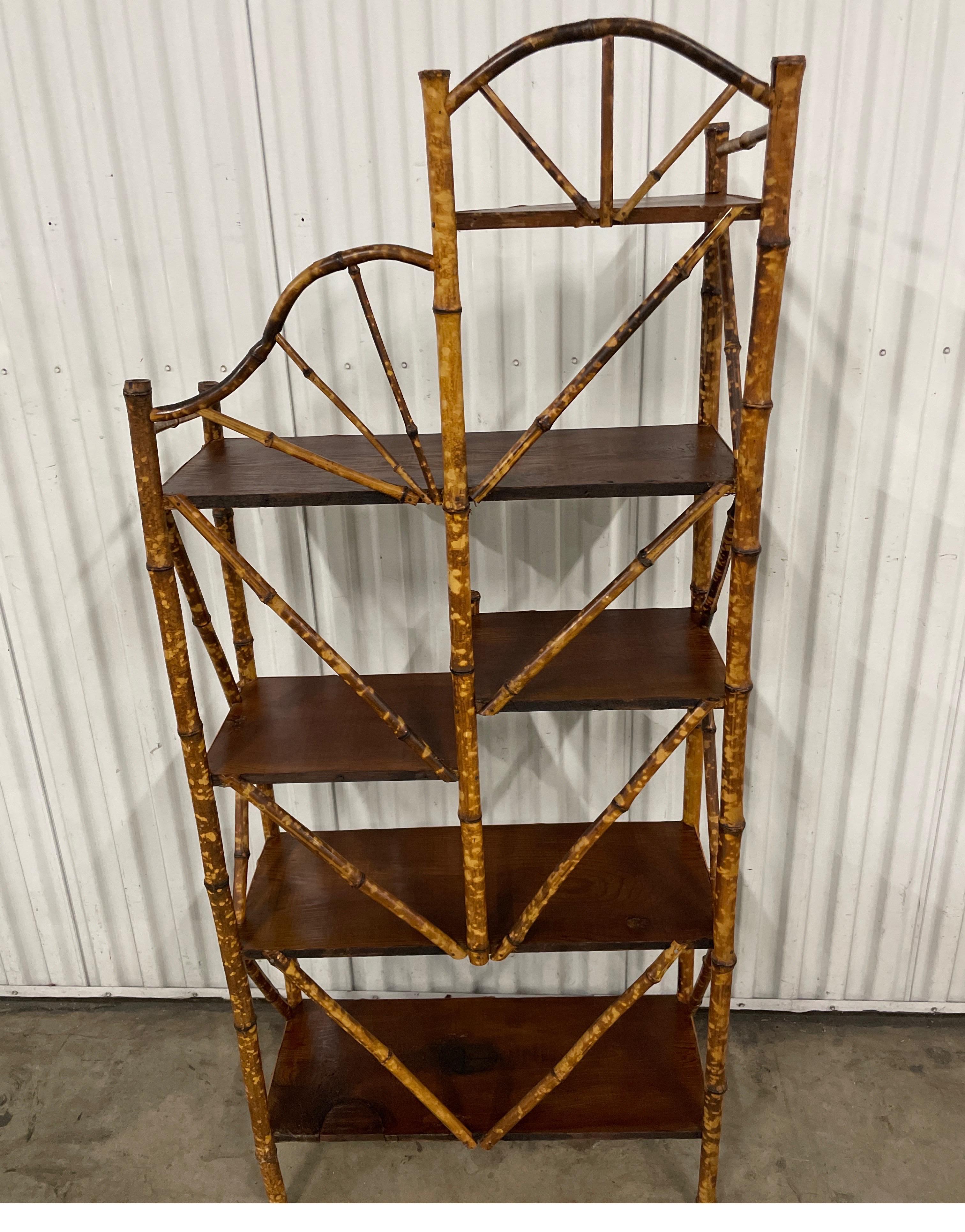 19th Century Antique Tortoise Bamboo Etagere For Sale