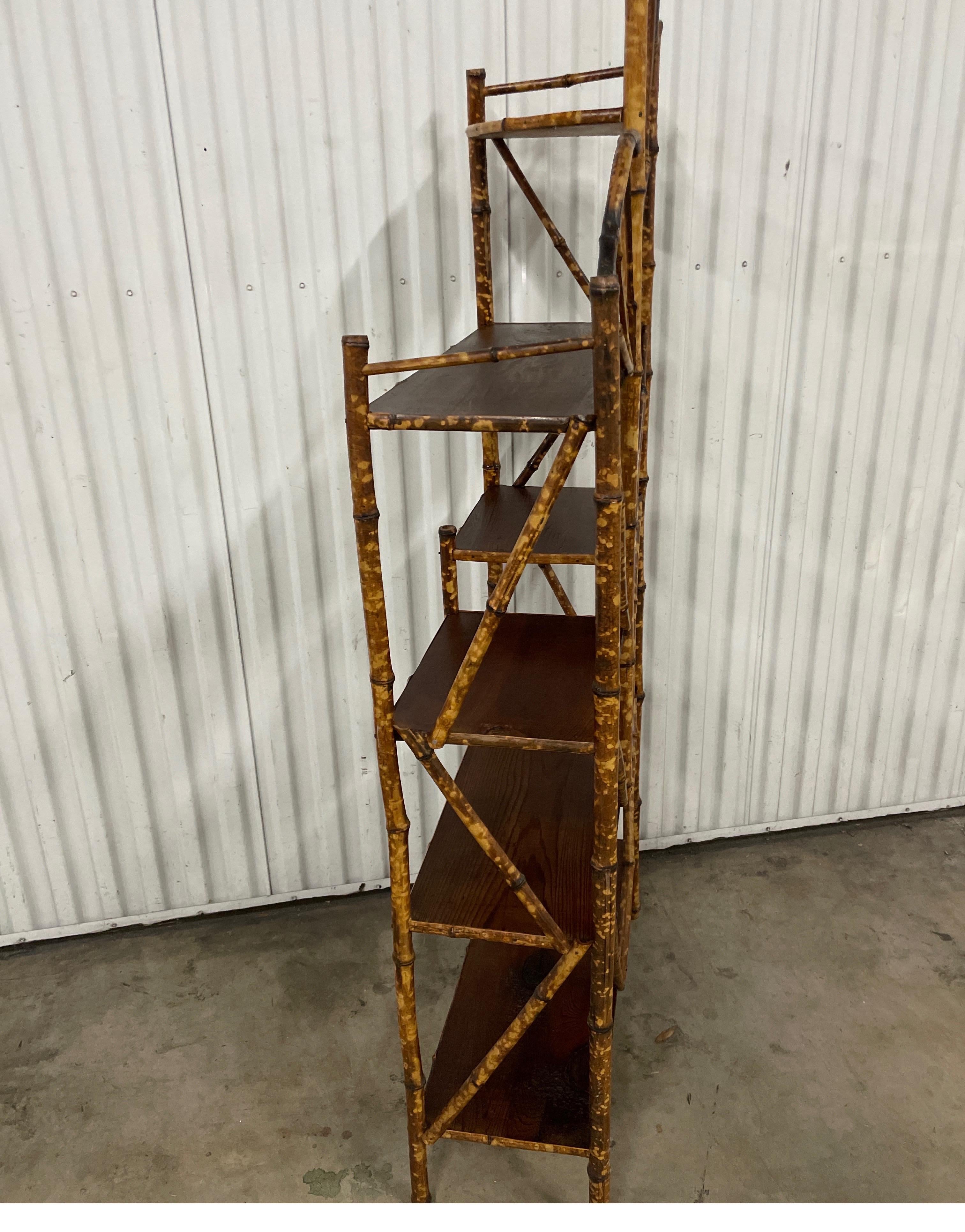 Antique Tortoise Bamboo Etagere For Sale 1