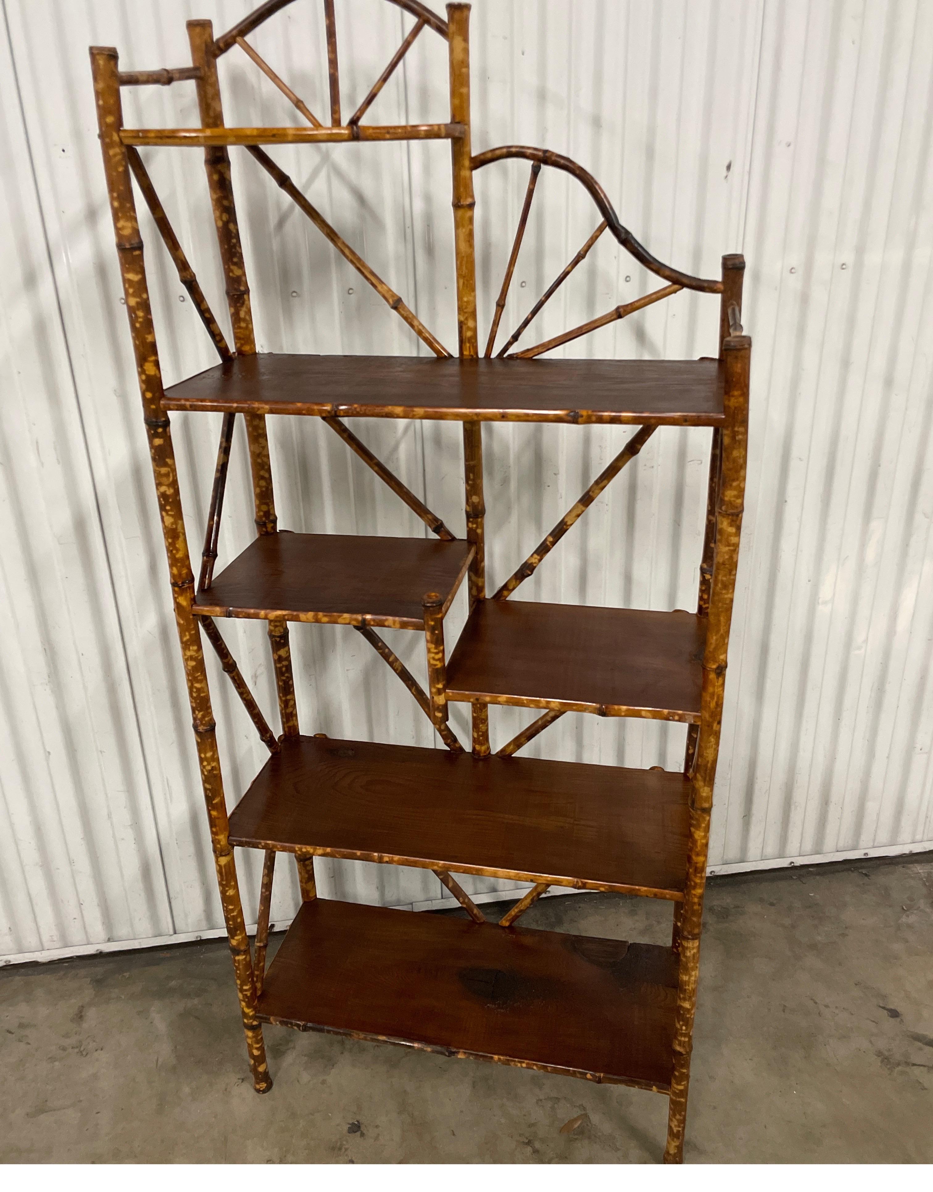Antique Tortoise Bamboo Etagere For Sale 2